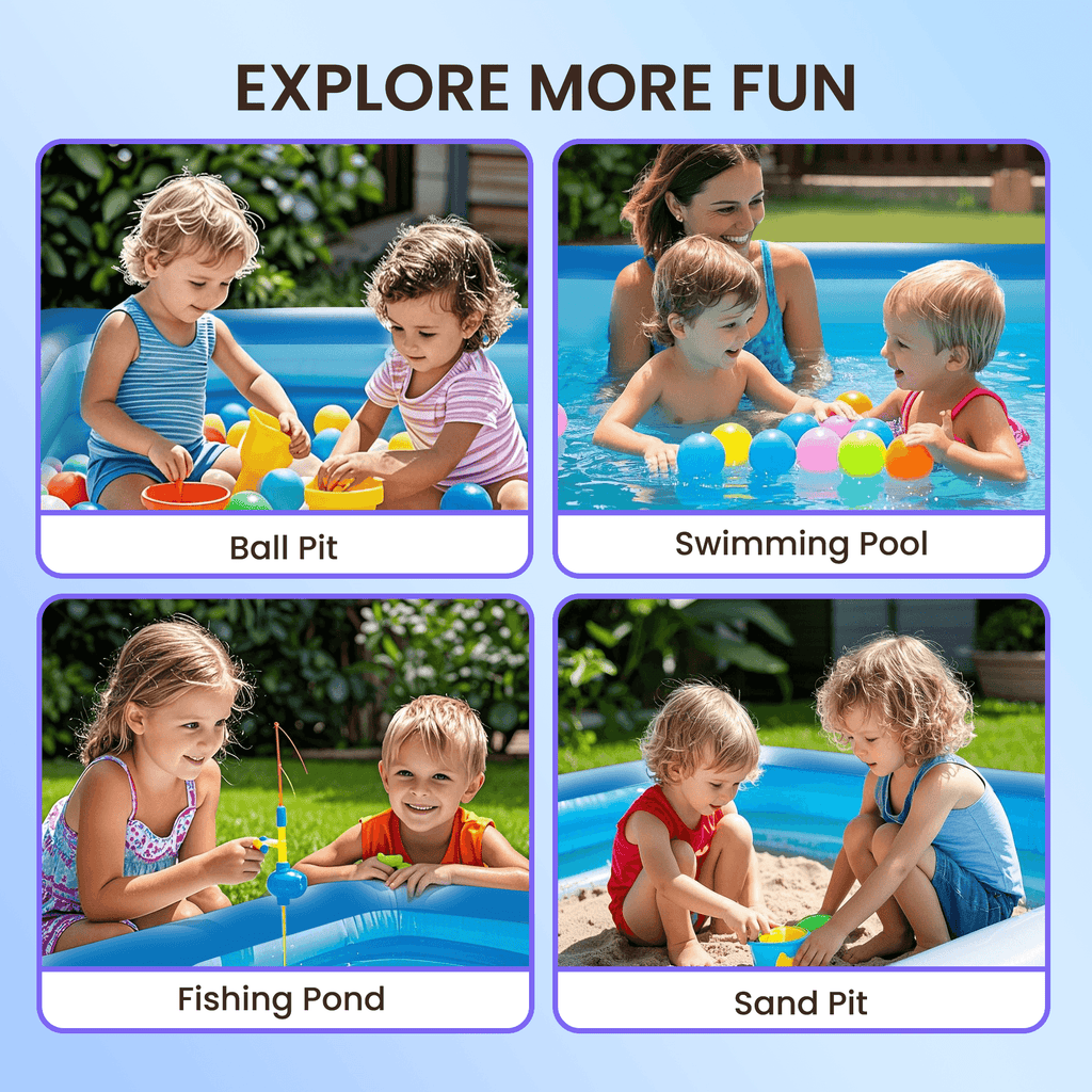 GVDV Inflatable Pool, Durable Thickened Blow up Kiddie Pool for Kids, Toddlers and Adults, BPA-Free Family Swimming Pool, 6.9 x 5 x 1.8 ft, Blue