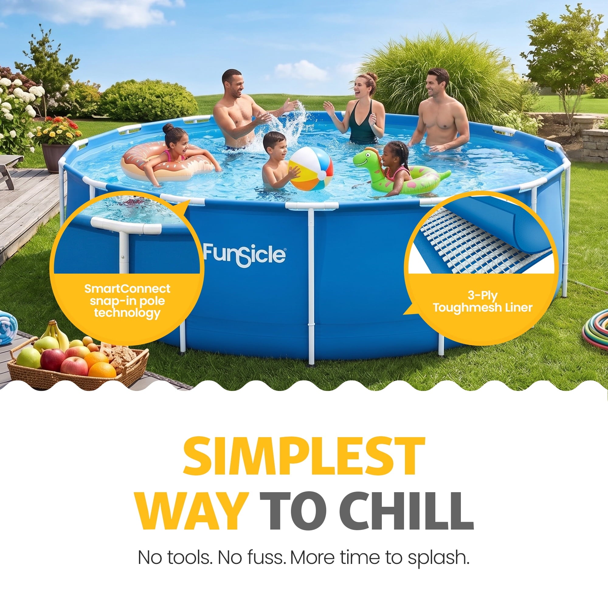 Funsicle 8' x 30 Outdoor Activity Round Frame Above Ground Swimming Pool Set