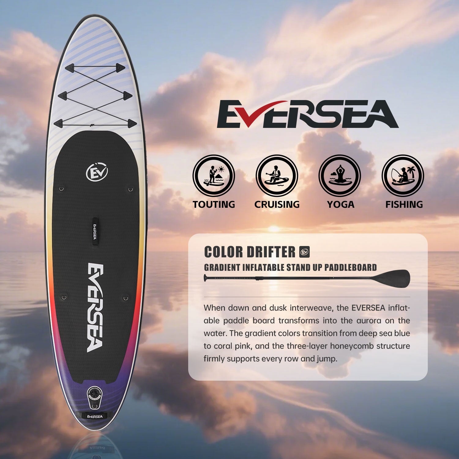 MSEASFREE 10' Inflatable Stand up Paddle Board,with Premium SUP Paddle Board Accessories,Non-Slip Comfort Deck for Youth & Adults