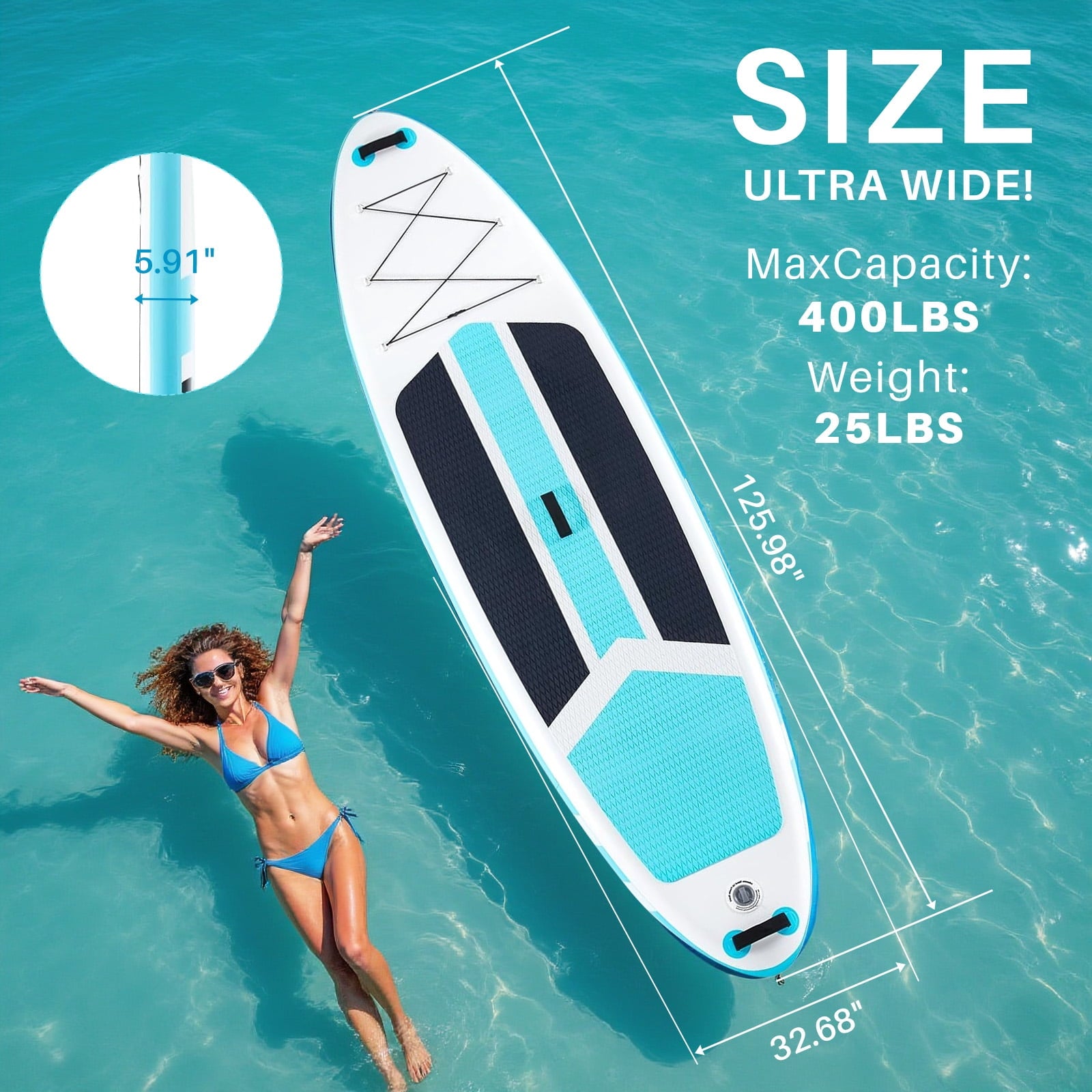 TINKLE WELL Inflatable Stand Up Paddle Board (SUP) Kit, Ultra-Stable Wide Design w/Non-Slip Deck & 2-in-1 Adjustable Paddle, Complete Set for Beginners/Experts, Youth & Adults, Organe