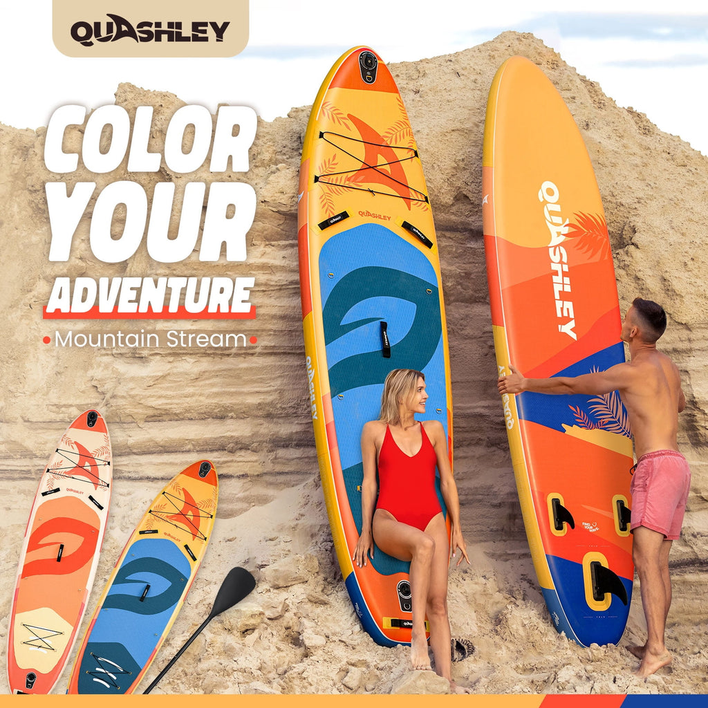 Quashley Inflatable Paddle Board 11' x 34 Wide All-Around SUP with Paddle, Pump, Backpack & Leash