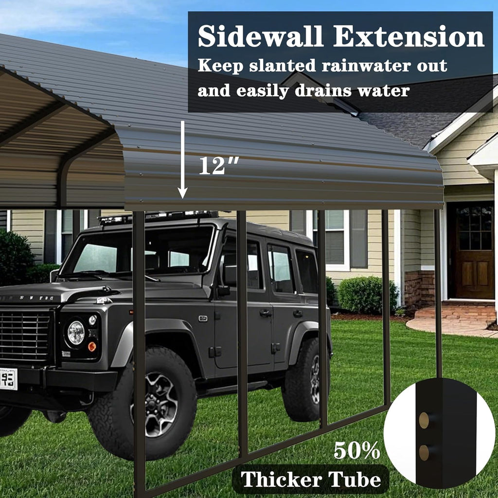 Heavy-Duty 10x20 ft Carport Garage, All-Weather Protection for RV, Boat, Car & Truck, Portable Shelter with Wind & Rust Resistance