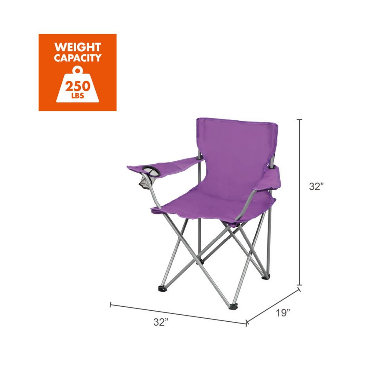 Ozark Trail Quad Folding Camp Chair with Cup Holder, Black
