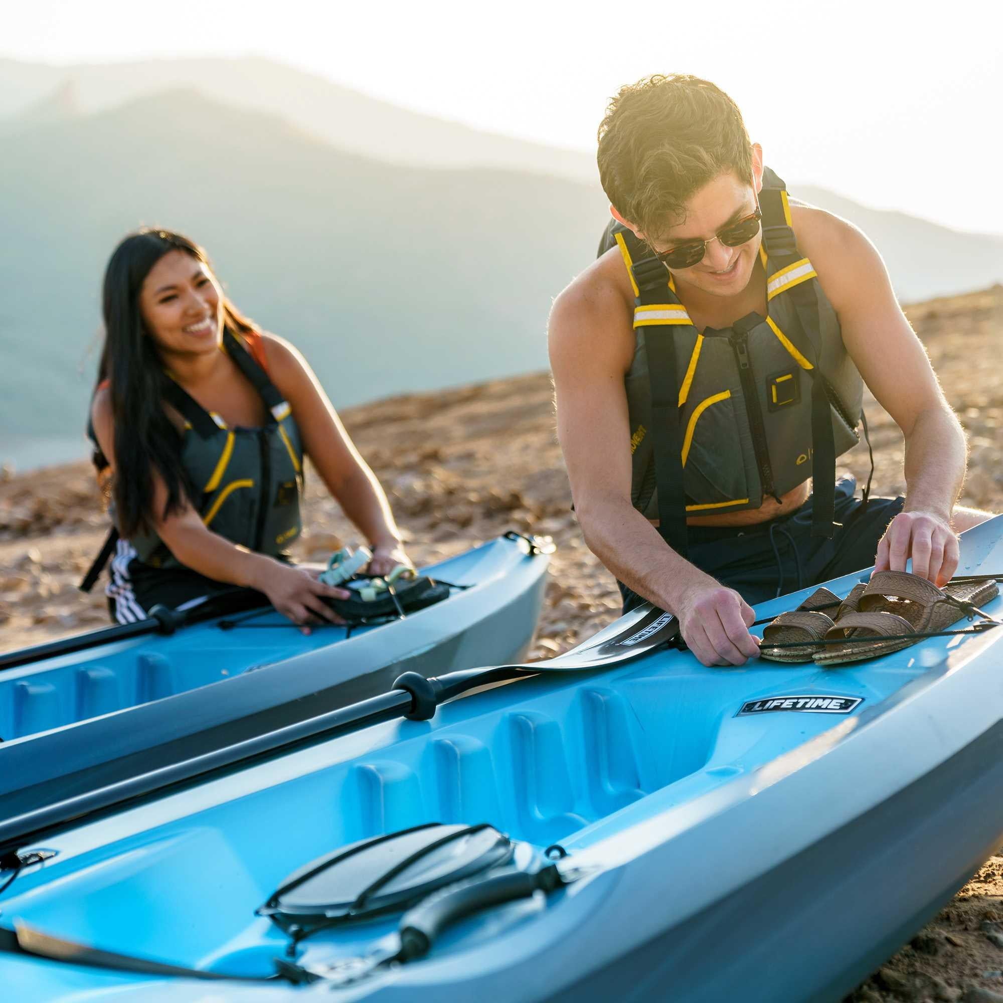 Lifetime Tamarack Angler 10 ft Sit-On-Top Fishing Kayak with Paddles, 2 Pack, Tan (90806)