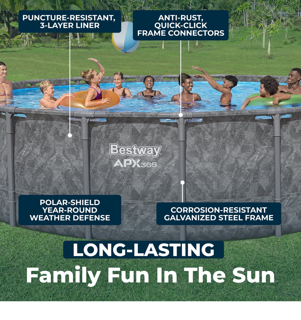 Bestway APX 365 18'x52 Metal Frame Above Ground Pool w/ Sand Filter Pump, Ladder & Cover
