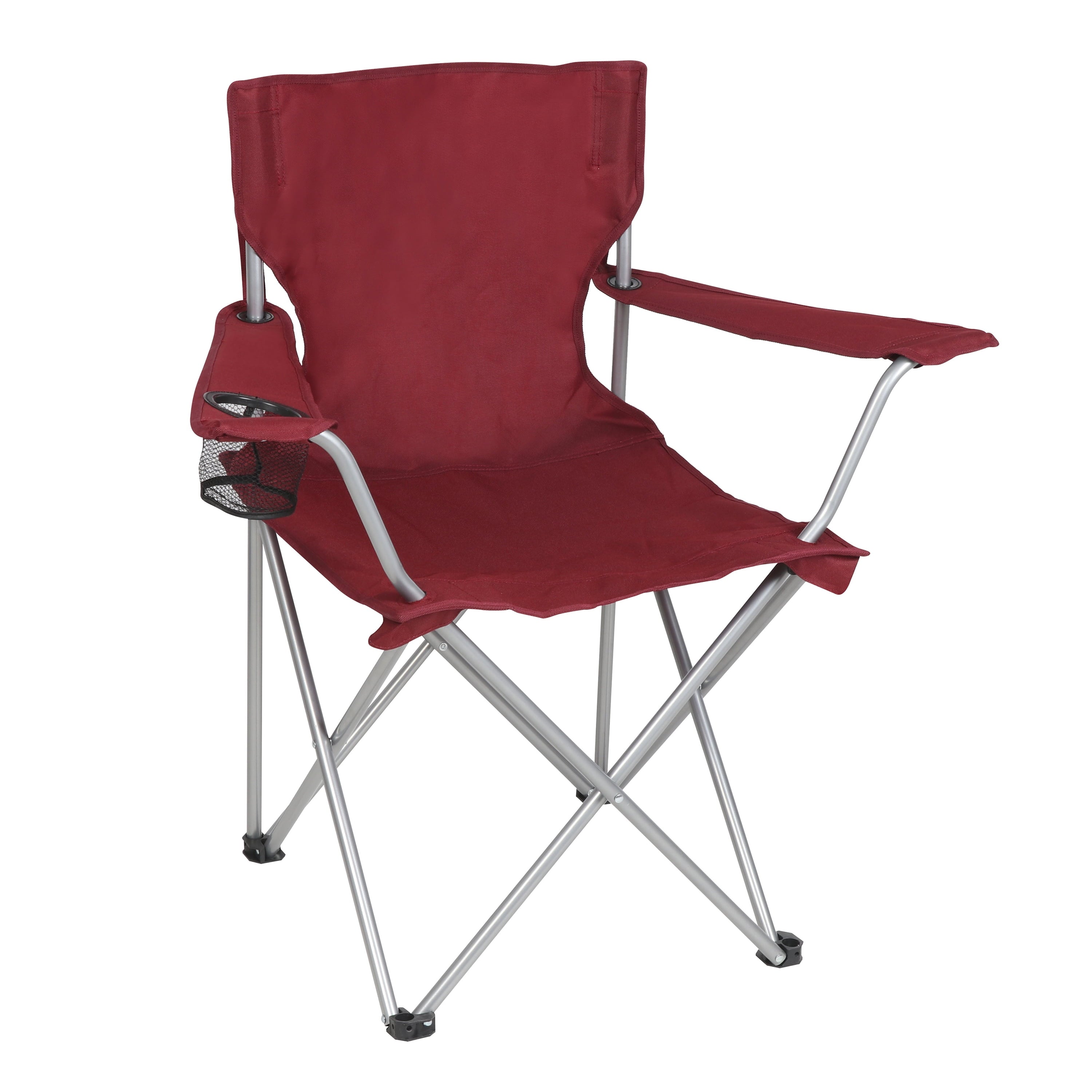 Ozark Trail Quad Folding Camp Chair with Cup Holder, Black