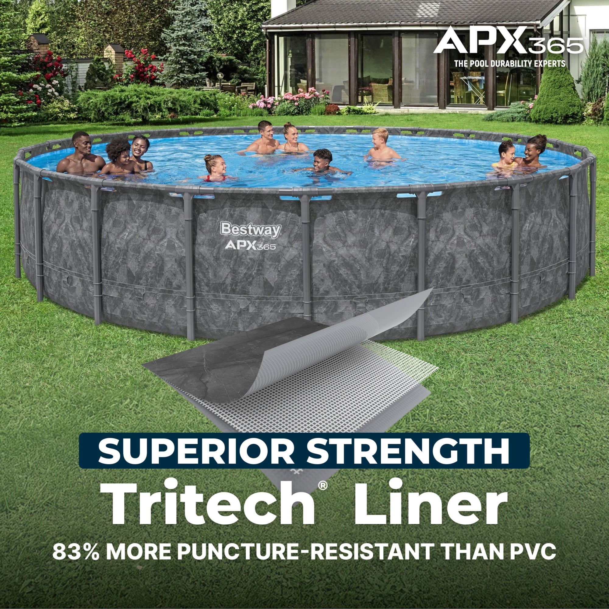 Bestway APX 365 18'x52 Metal Frame Above Ground Pool w/ Sand Filter Pump, Ladder & Cover