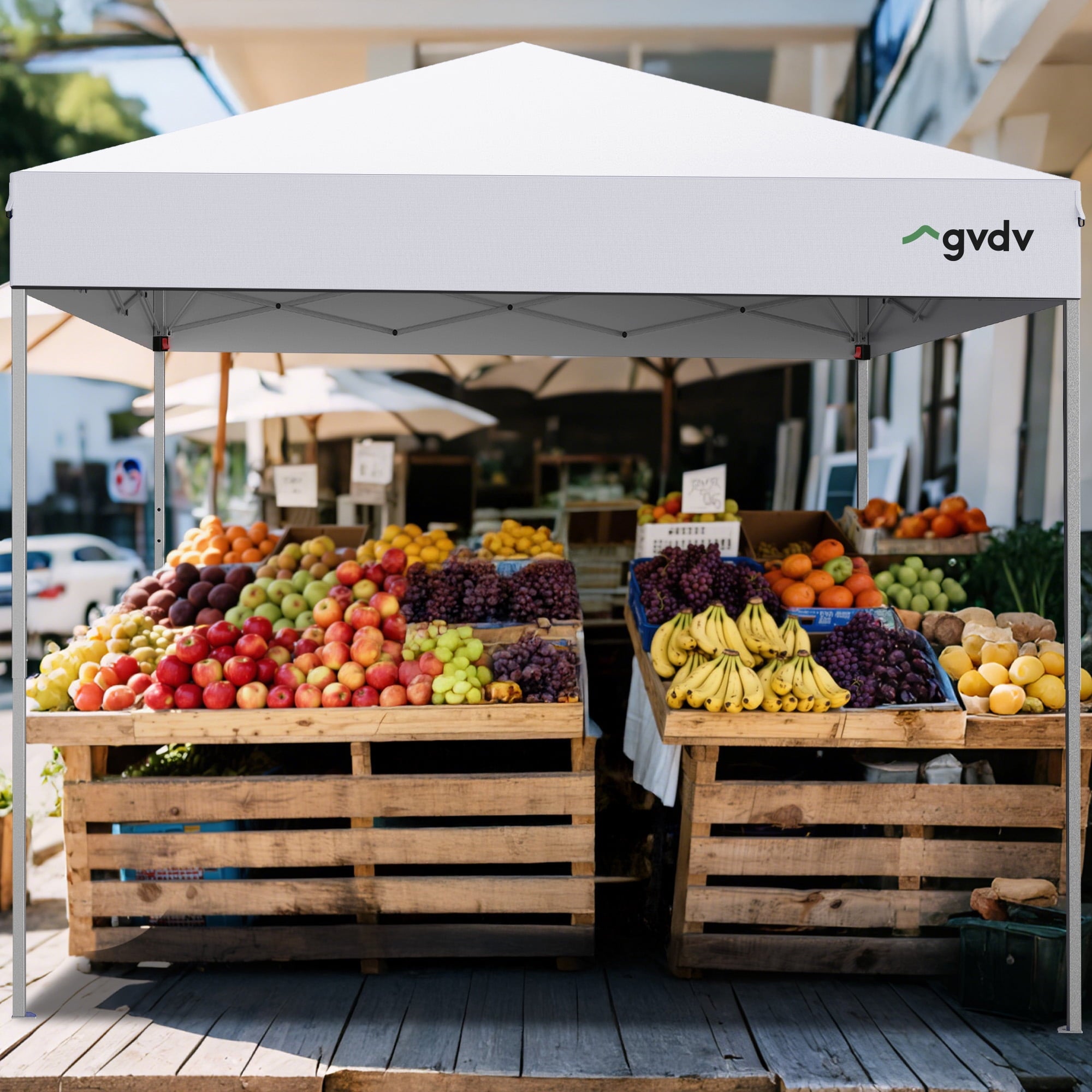 GVDV Canopy Tent, 10x10 ft Easy Pop up Outdoor Canopy Tent, Portable Straight Leg Gazebo Instant Canopy, Blue