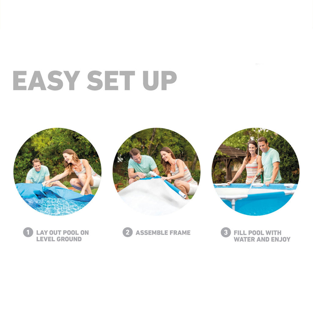Intex: Beachside Metal Frame Pool - 10' x 30 - Above Ground Swimming, Puncture-Rust Resistant, T-Joint Setup, Family Water Play, 1185 Gal, 28206EP