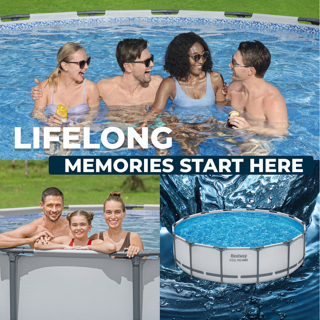 Bestway Steel Pro MAX 15'x42 Metal Frame Above Ground Pool Set w/ Pump, Ladder, & Cover