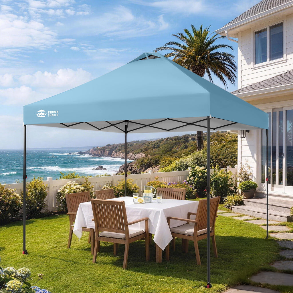 CROWN SHADES 10x10 Pop Up Canopy Patented Center Lock One Push Instant Outdoor Canopy Tent Grey