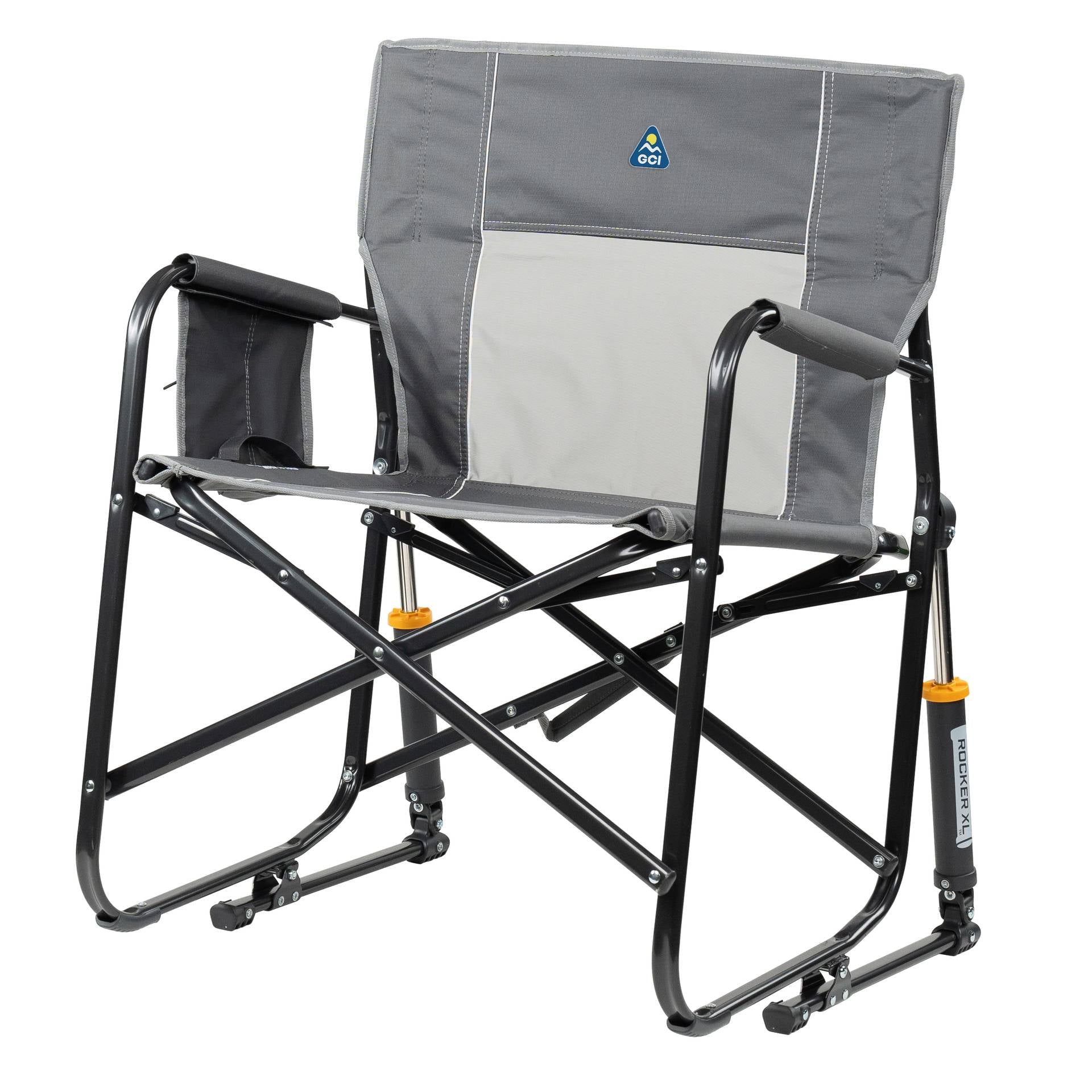 GCI Outdoor Freestyle Rocker XL Oversized Foldable Rocking Camp Chair, Pewter