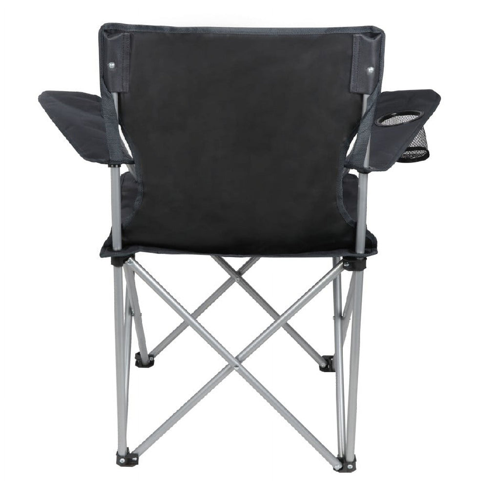 Ozark Trail Quad Folding Camp Chair with Cup Holder, Black