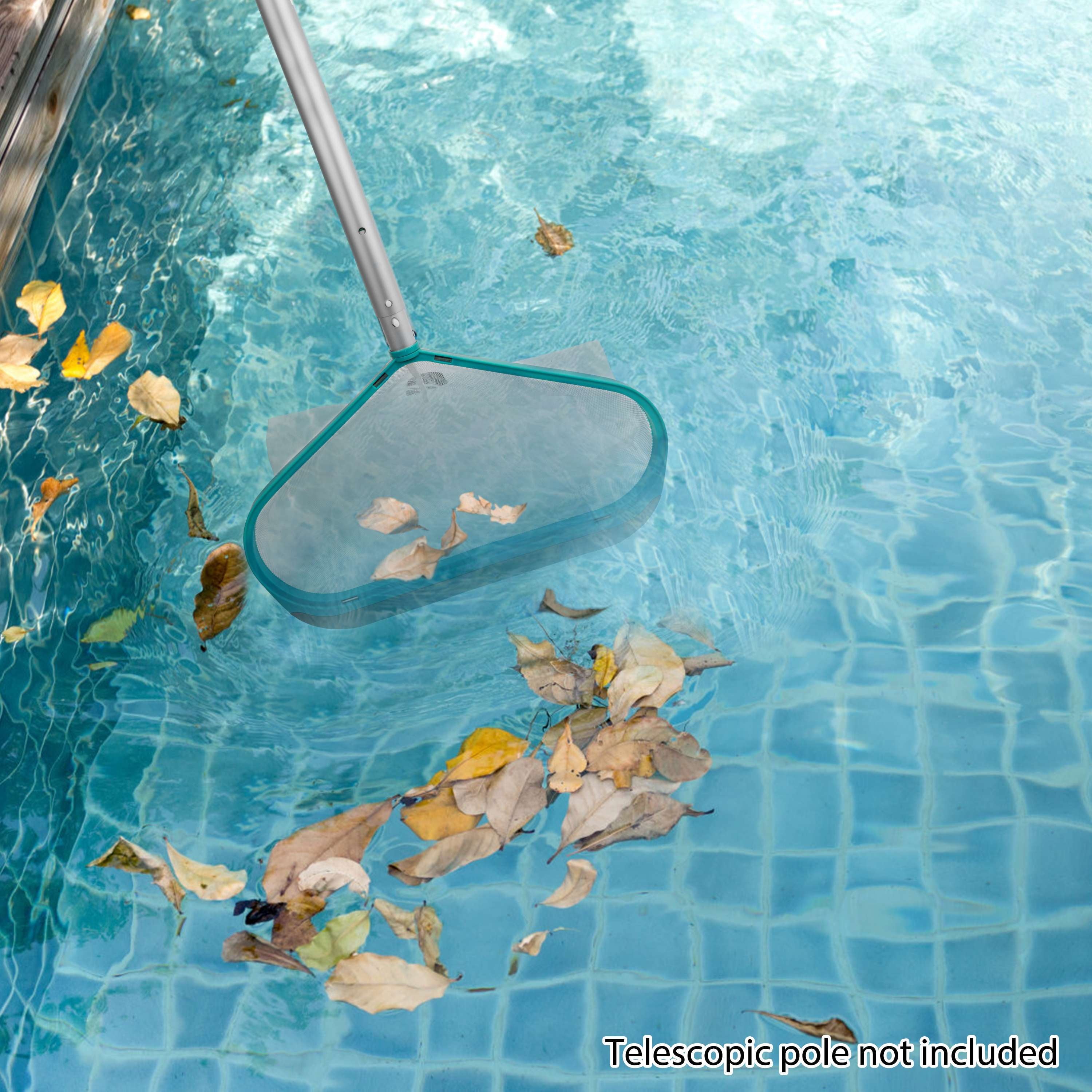 Bluescape Teal & Gray Pool Leaf Rake with Aluminum Frame and Tab Easy to Empty Debris