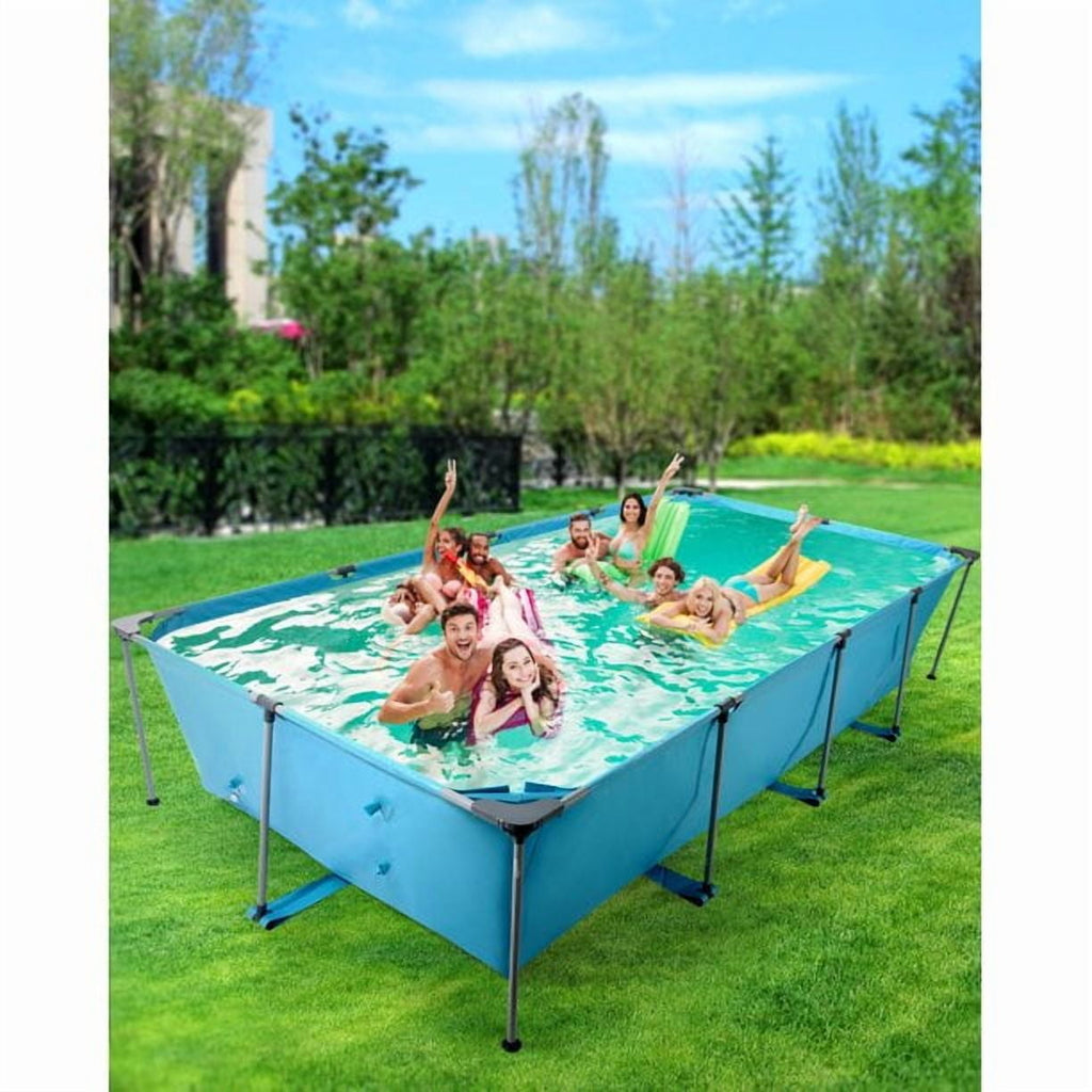 GASKY 15FT Swimming Pool Metal Frame Rectangular Frame Outdoor Backyard Above Ground Family Teenagers Splash