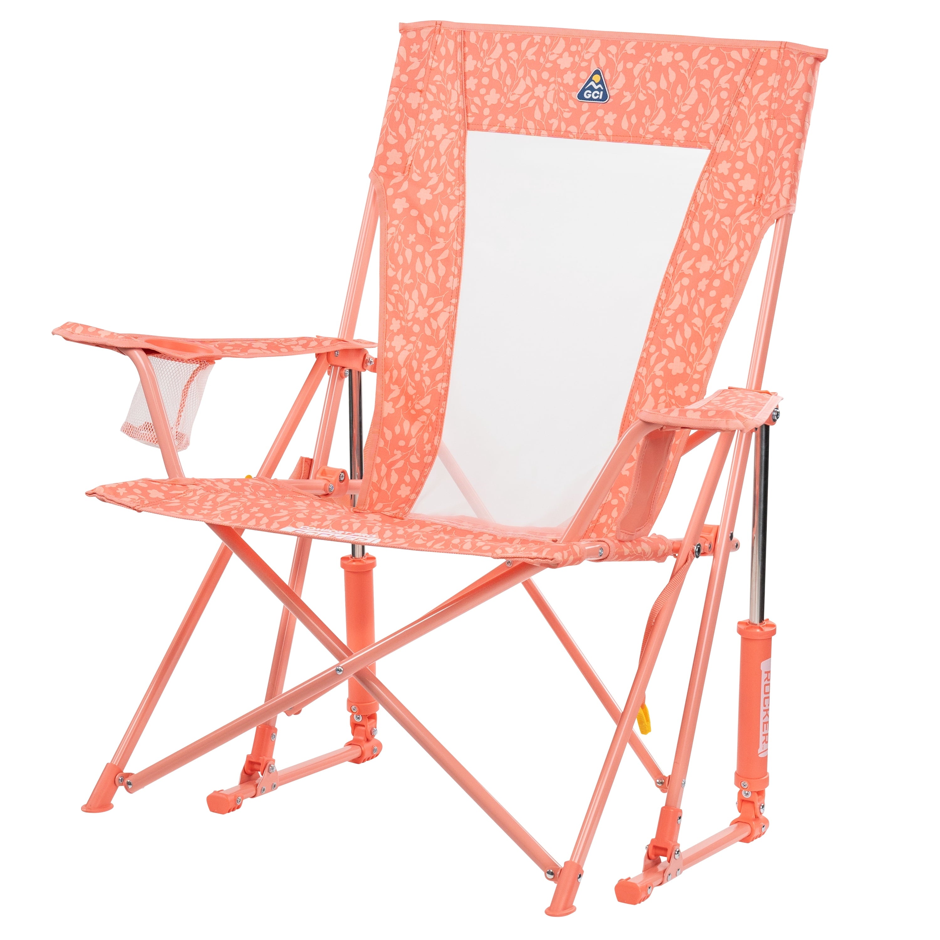 GCI Outdoor Comfort Pro Rocker Camping Chair with Mesh Backrest, Pastel Green Colorblock
