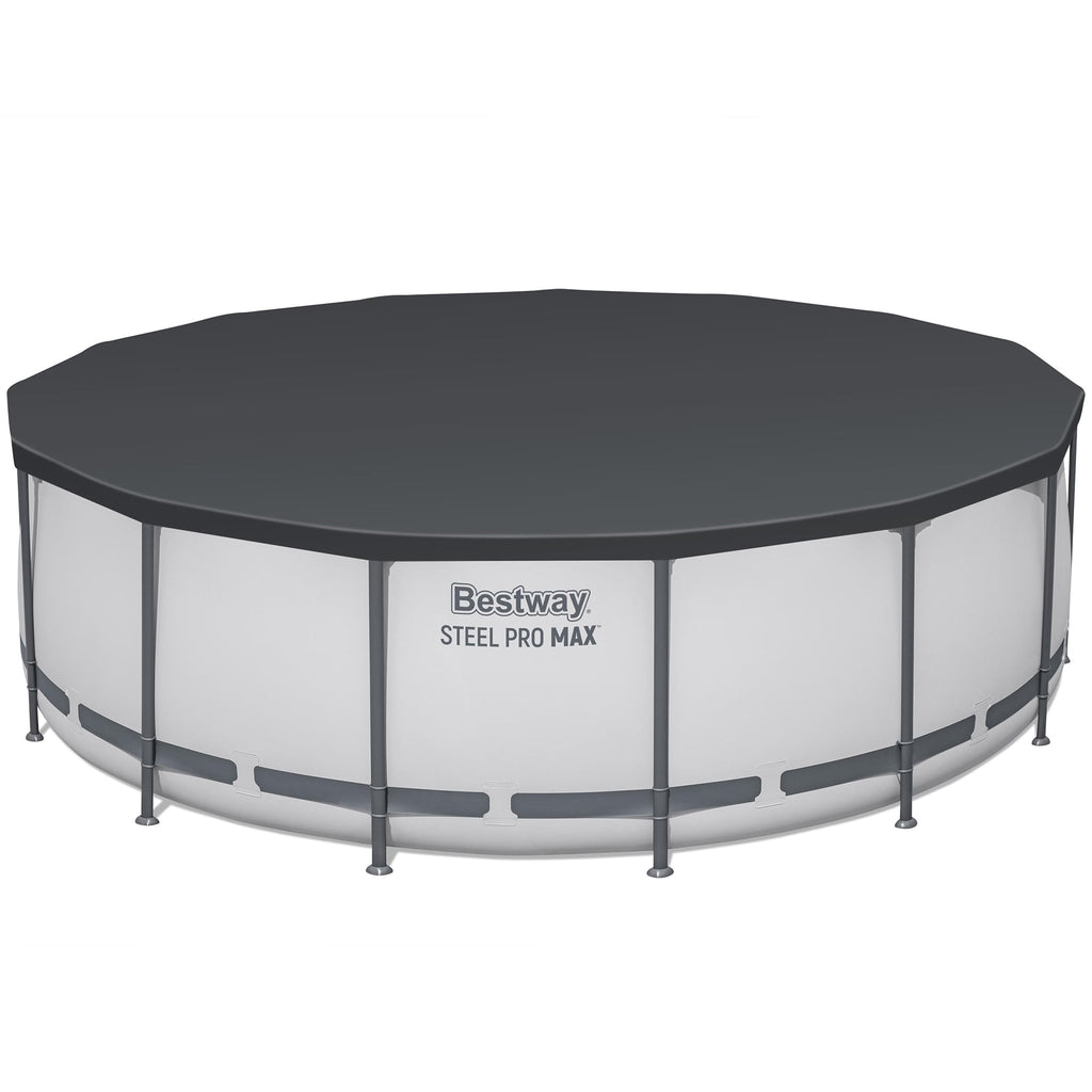 Bestway Steel Pro MAX 15'x42 Metal Frame Above Ground Pool Set w/ Pump, Ladder, & Cover