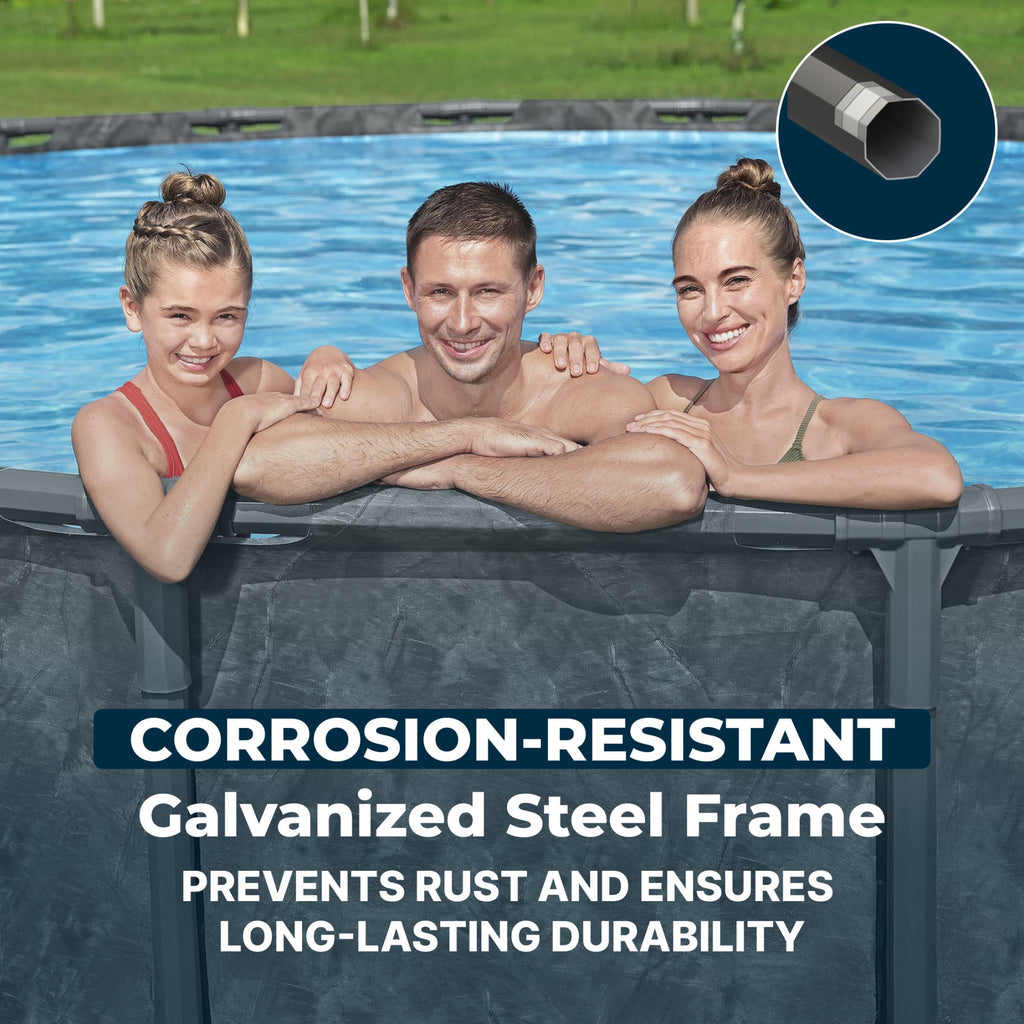 Bestway APX 365 18'x52 Metal Frame Above Ground Pool w/ Sand Filter Pump, Ladder & Cover