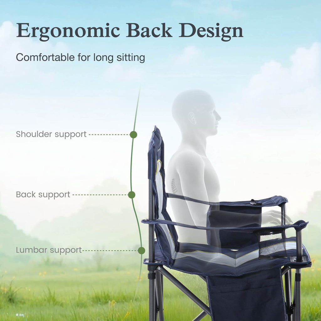 Sophia & William 2 Pack Oversized Camping Chair Heavy-Duty Steel Frame Supports 450Lbs, Foldable Outdoor Lawn Chair with Cup Holder for Backyard & Camping, Black