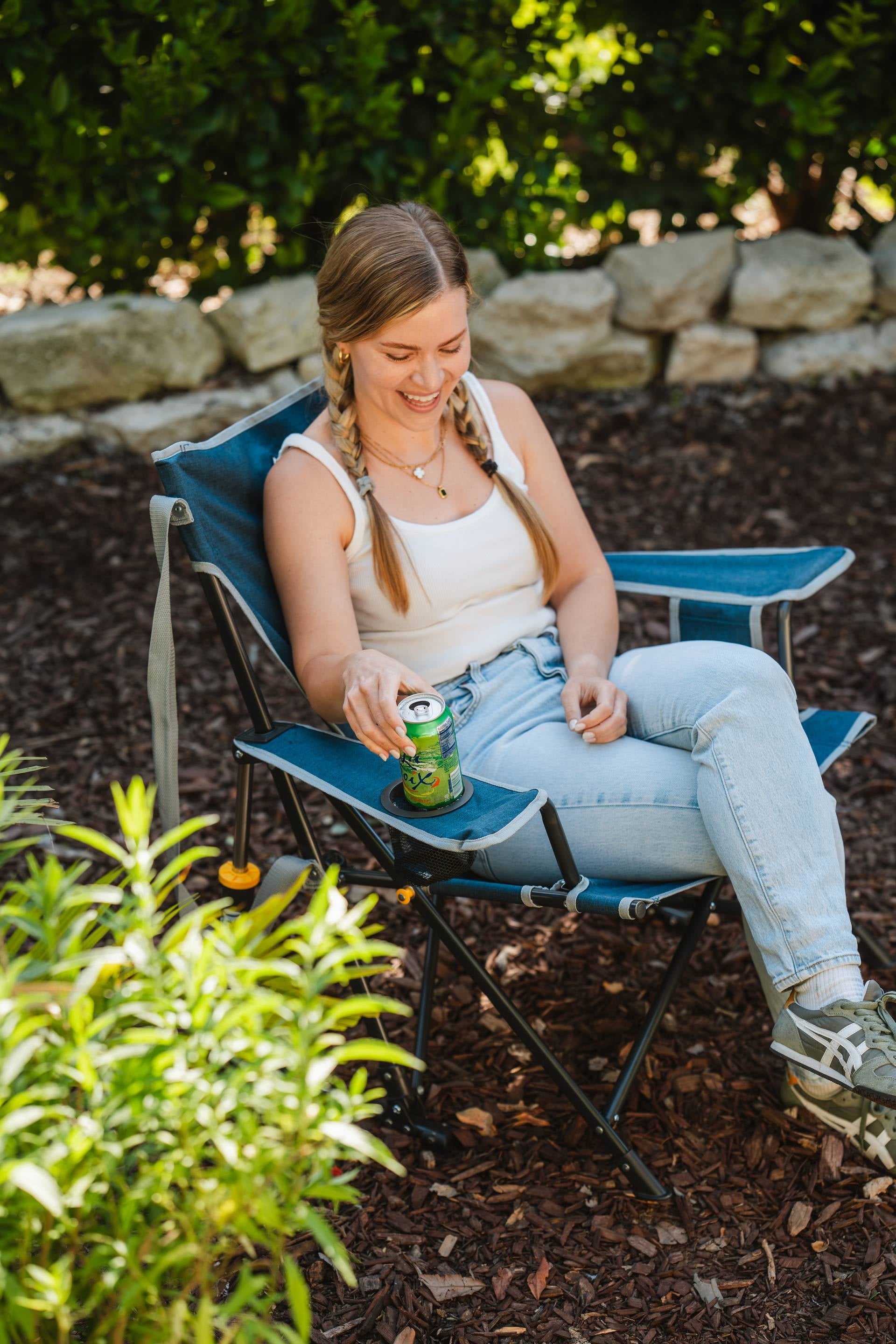 GCI Outdoor Kickback Rocker Low Profile Rocking Camp Chair, Summer Floral