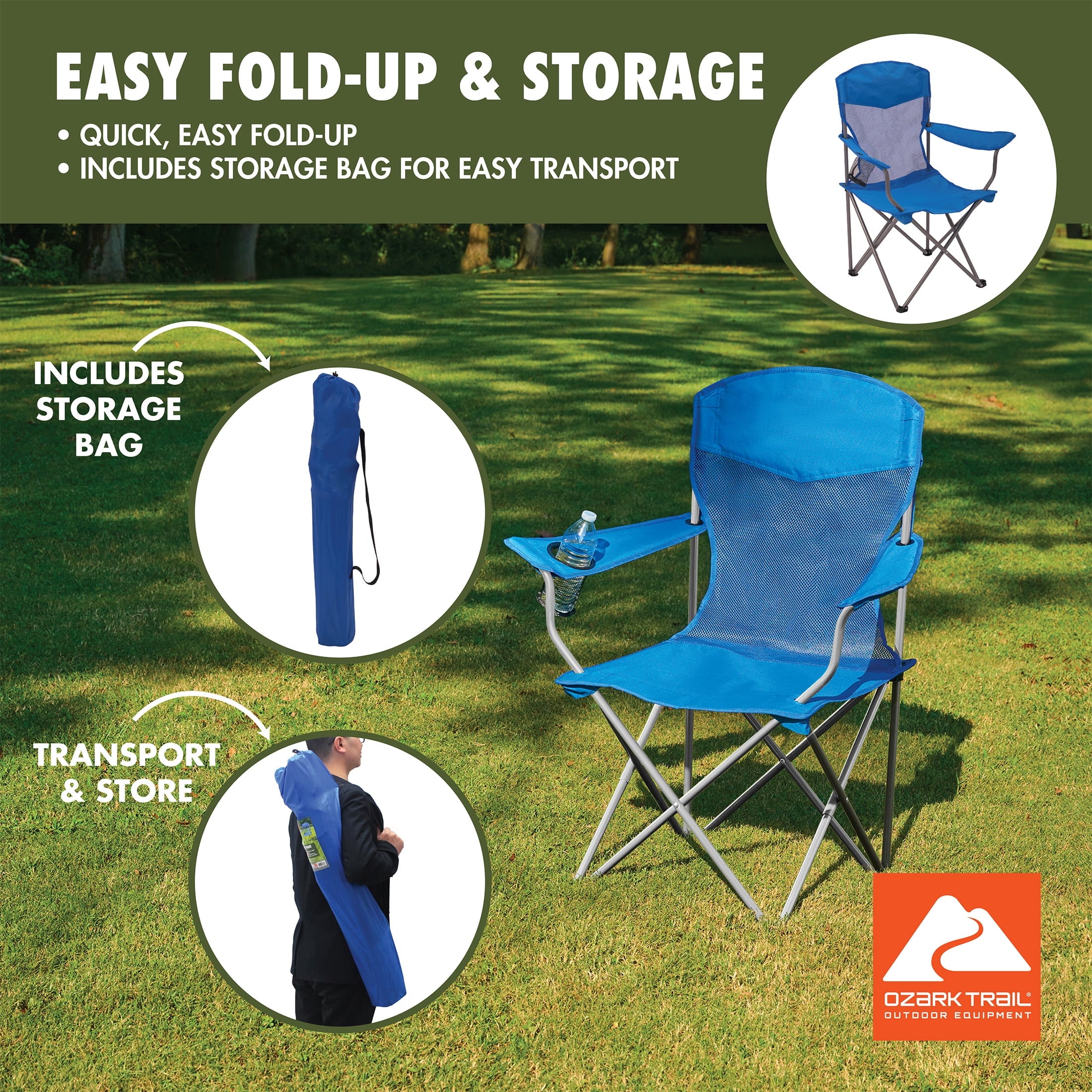 Ozark Trail Basic Mesh Chair Blue, Adult