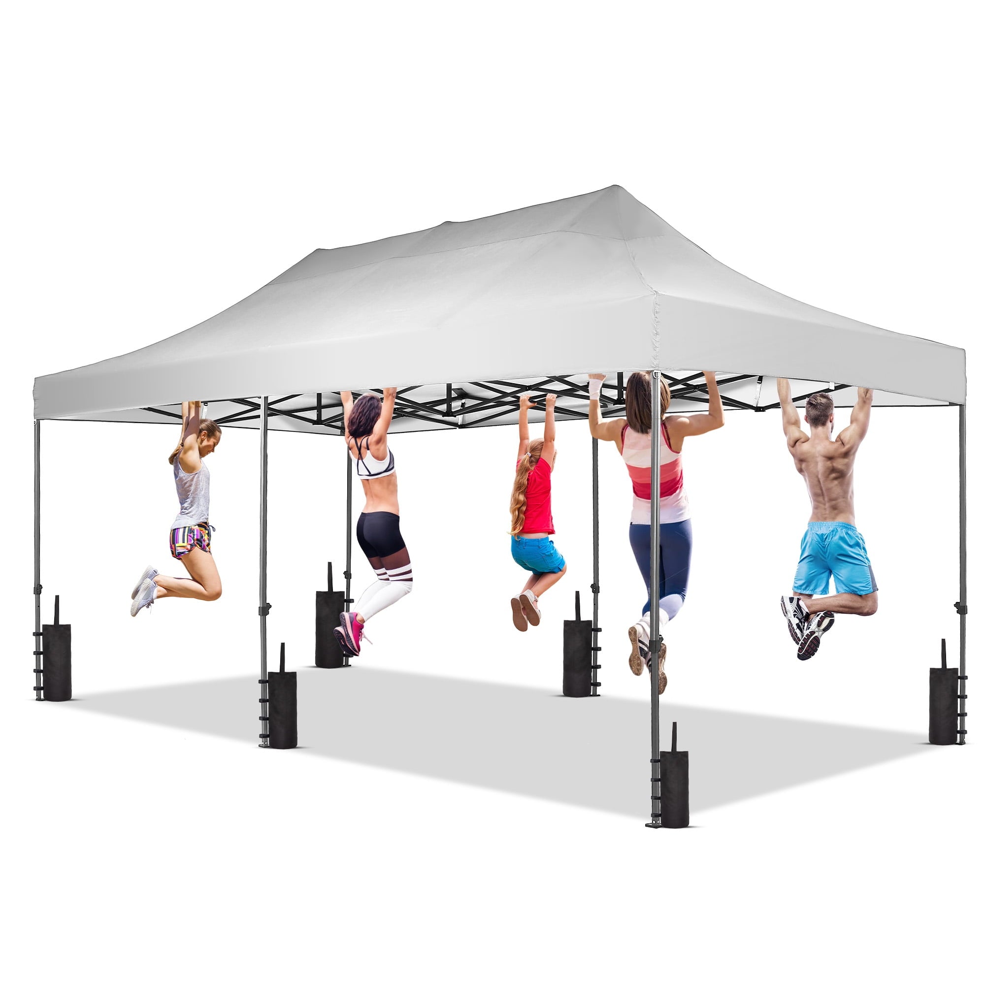 Ainfox 5-Piece Sidewalls for 10x20 Pop Up Canopy Tent, 420D Oxford PVC Waterproof Sun Shade Privacy Walls with Windows & Zippers, White