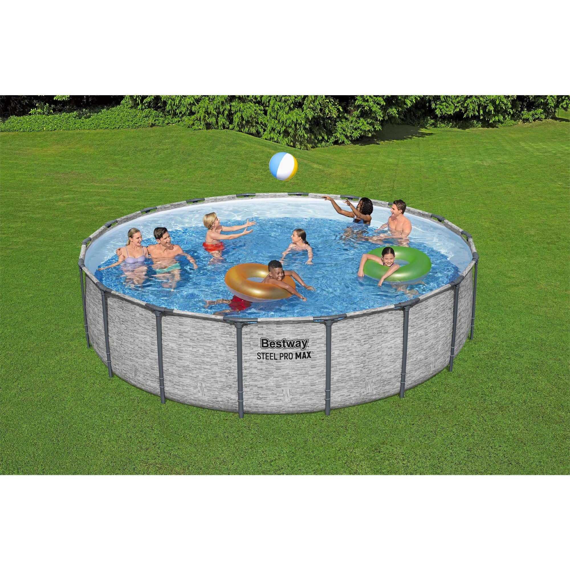 Bestway Steel Pro MAX 15’ x 48 Metal Frame Above Ground Pool, Blue, POOL ONLY
