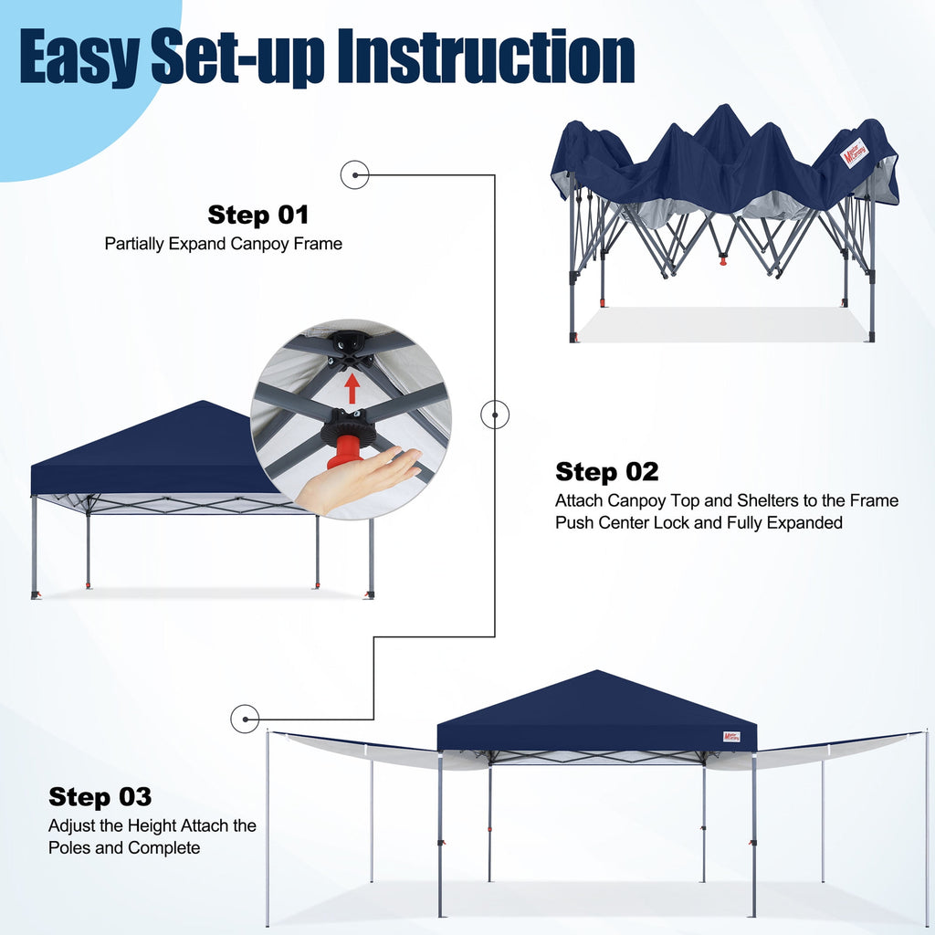 MASTERCANOPY 10 x 10ft Pop-up Canopy Tent with 2 Detachable Side Shades, White
