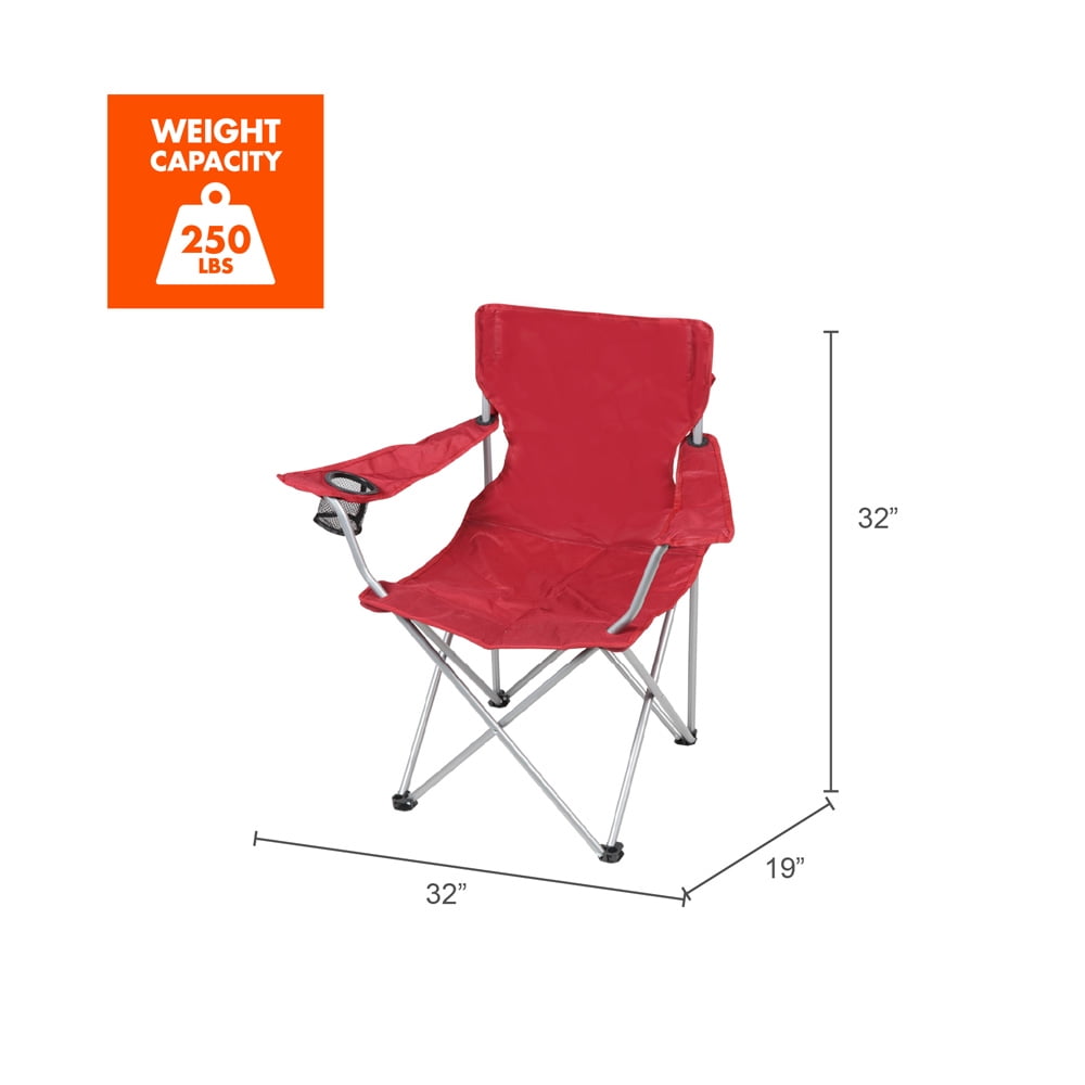 Ozark Trail Quad Folding Camp Chair with Cup Holder, Black