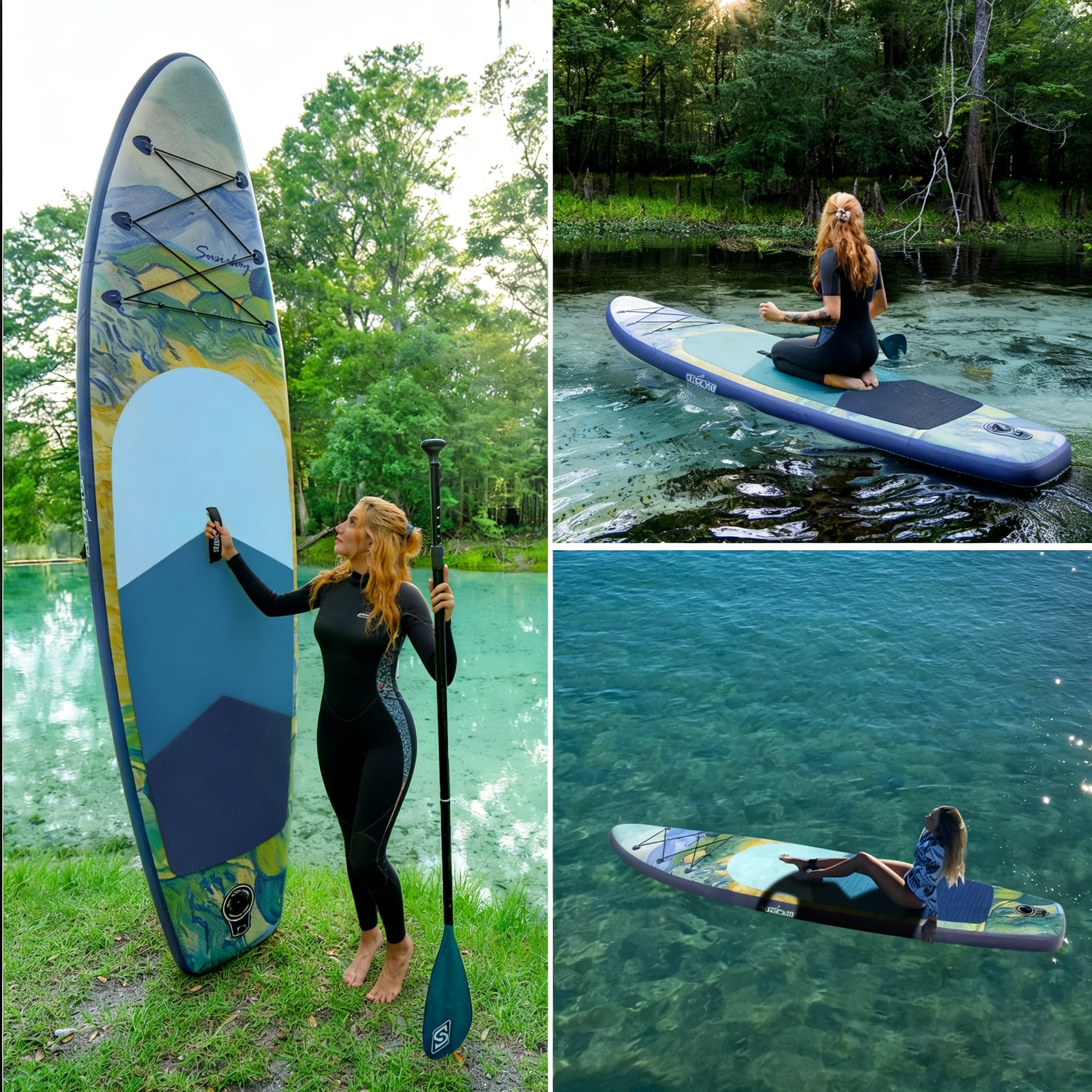 Rayocon Inflatable Paddle Board for Adults, 10'6 Stand Up Paddle Board, Wide Stable Touring SUP with Pump and Dry Bag