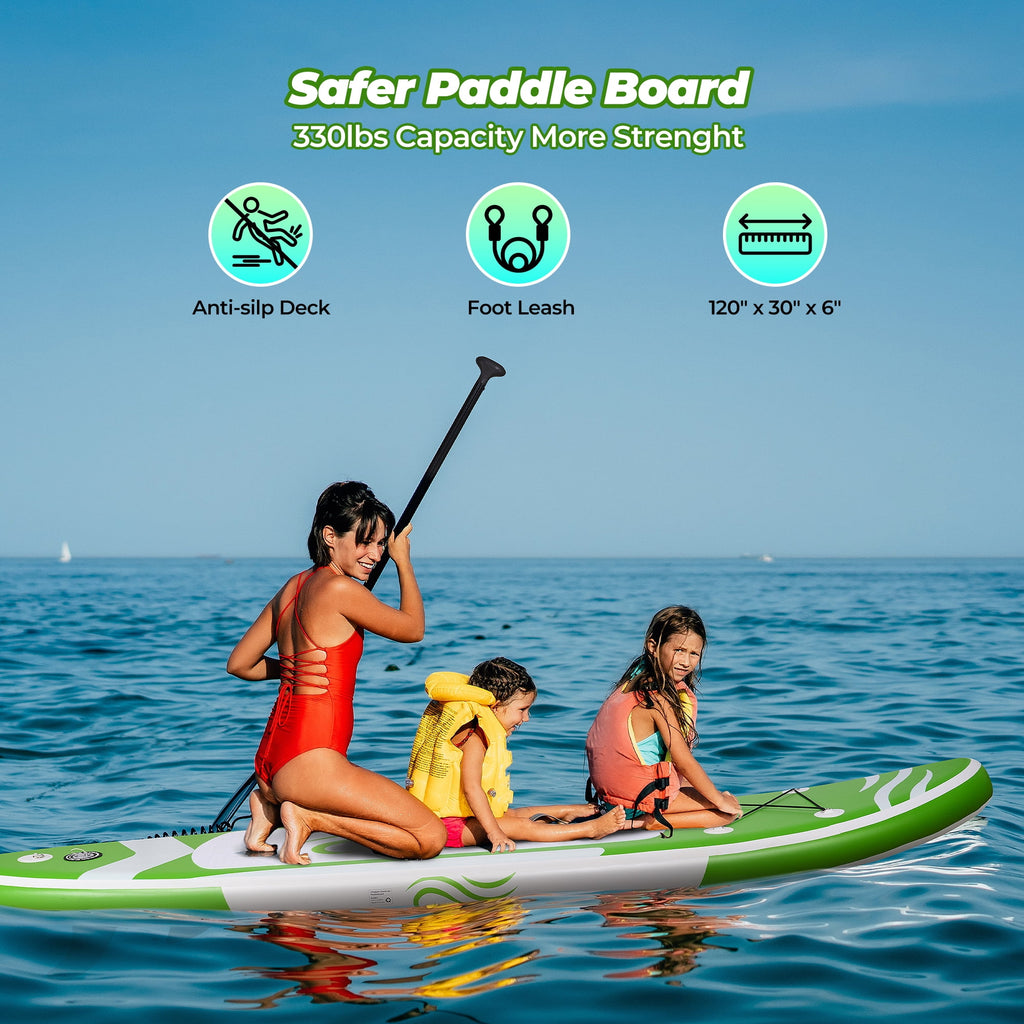 Naipo Paddle Board 10ft Inflatable Paddle Board 6in Thick Non-Slip Deck Stand Up SUP with Paddle Accessories for Adults Youth Family Fishing