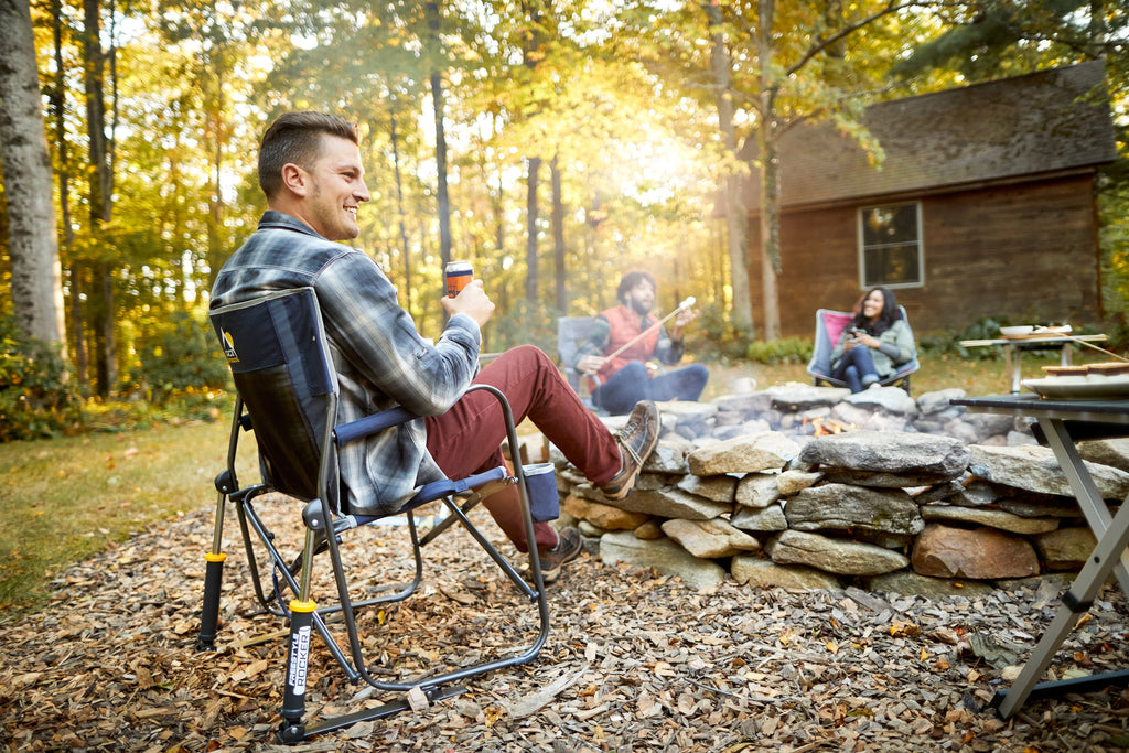 GCI Outdoor Freestyle Rocker Foldable Rocking Camping Chair, Black
