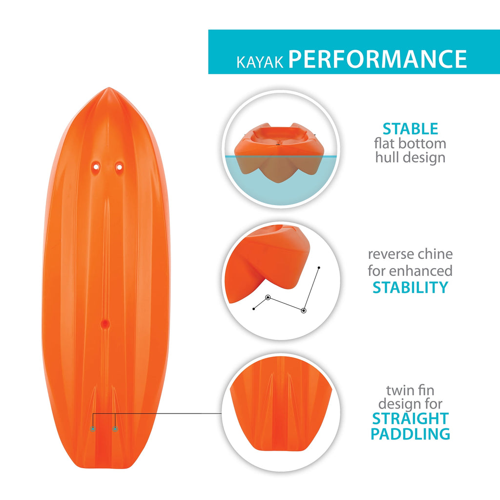 Lifetime Wave 6 ft Youth Sit-On-Top Kayak with Paddle, Fire Red (91401)