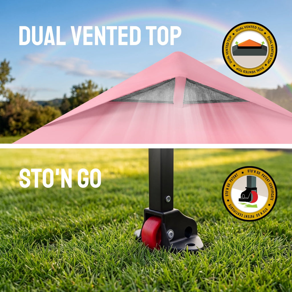 CROWN SHADES 10x10 Pop Up Canopy Patented Center Lock One Push Instant Outdoor Canopy Tent Grey