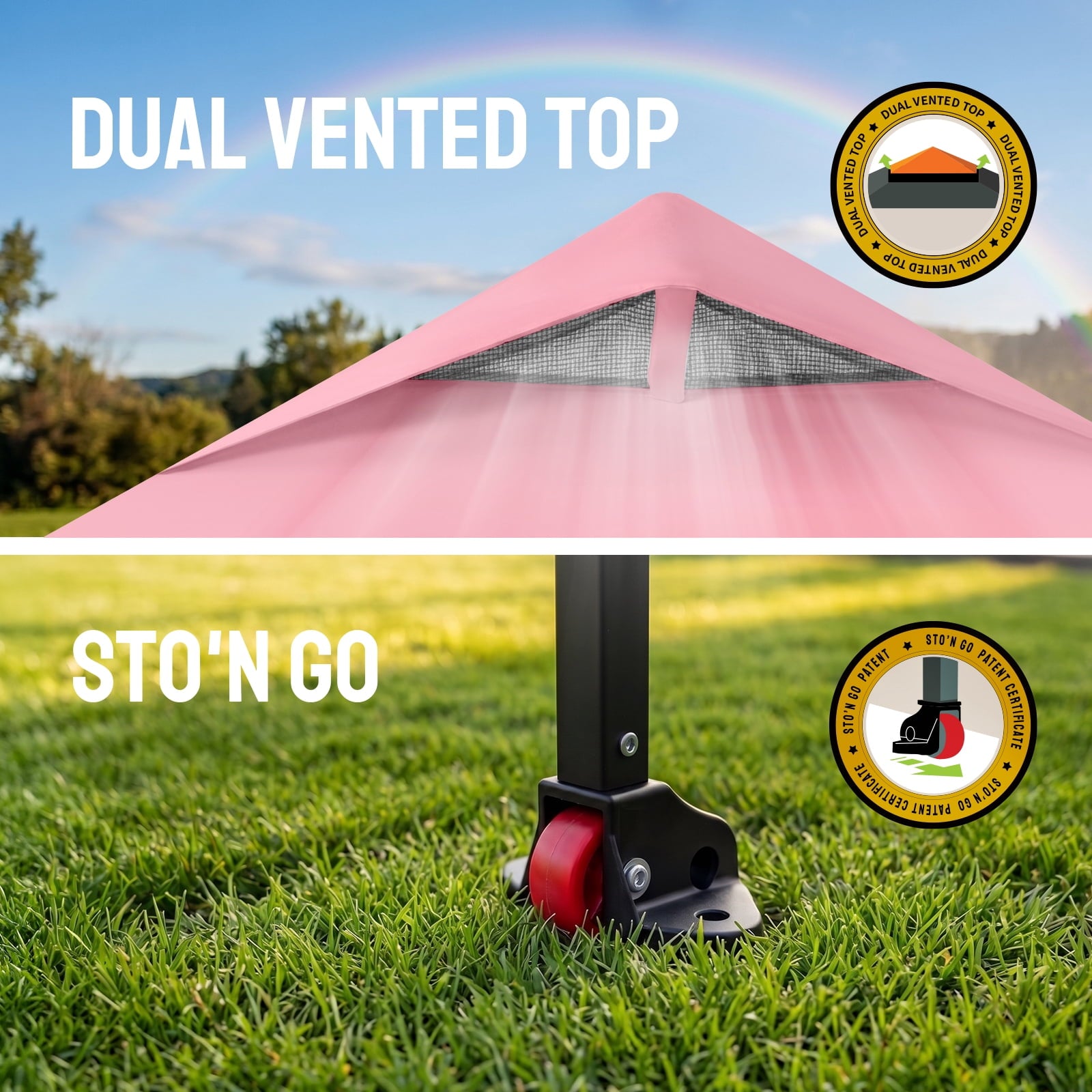 CROWN SHADES 10x10 Pop Up Canopy Patented Center Lock One Push Instant Outdoor Canopy Tent Grey