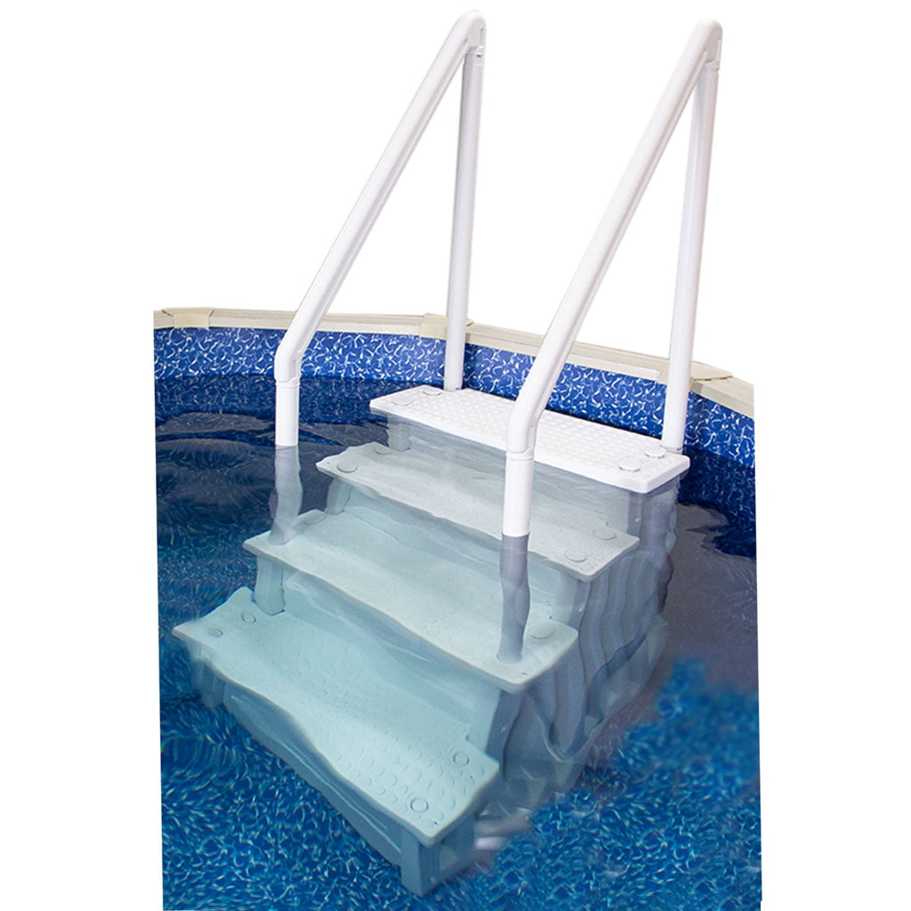 Aqua Select White Outside Flip-up Safety Ladder for Above Ground Pools 48-54H