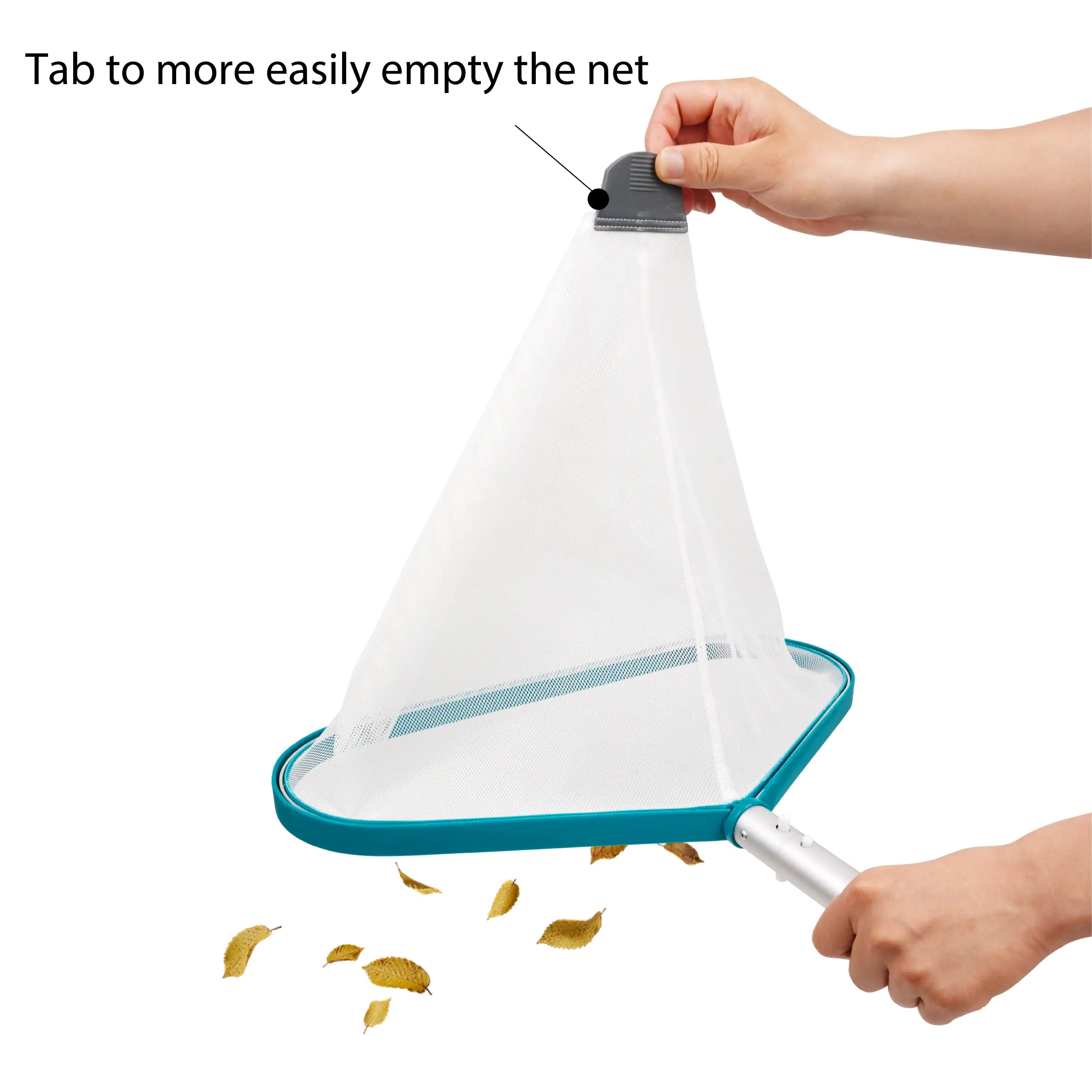 Bluescape Teal & Gray Pool Leaf Rake with Aluminum Frame and Tab Easy to Empty Debris