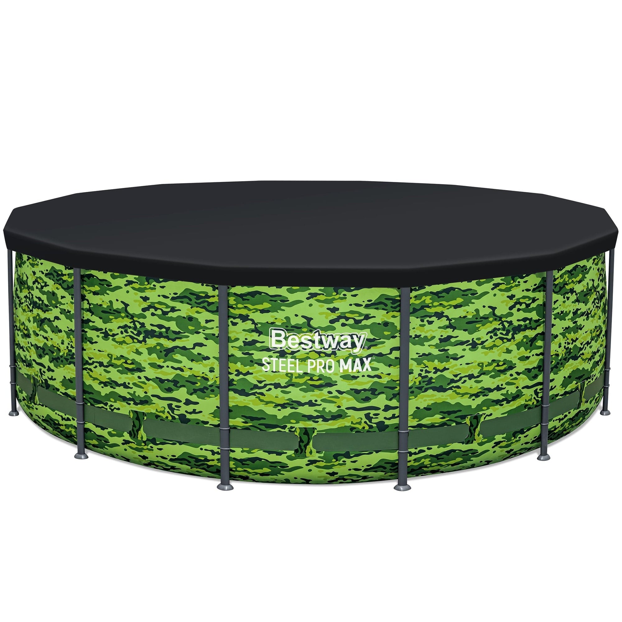 Bestway Steel Pro Max 14'x48 Camo Pool Set | Durable Construction, Easy Assembly, and All-Inclusive Accessories - above ground pool set with filter pump, ladder, and pool cover - No Tools Required!