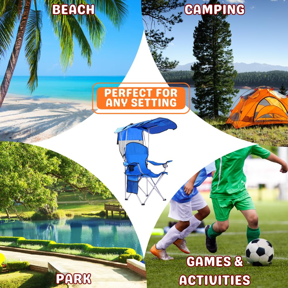 VTOY Camping Chair with Canopy Portable Canopy Camping Chairs with Shade for Outside Folding Beach Chairs with Shade for Adults(Olive Green)