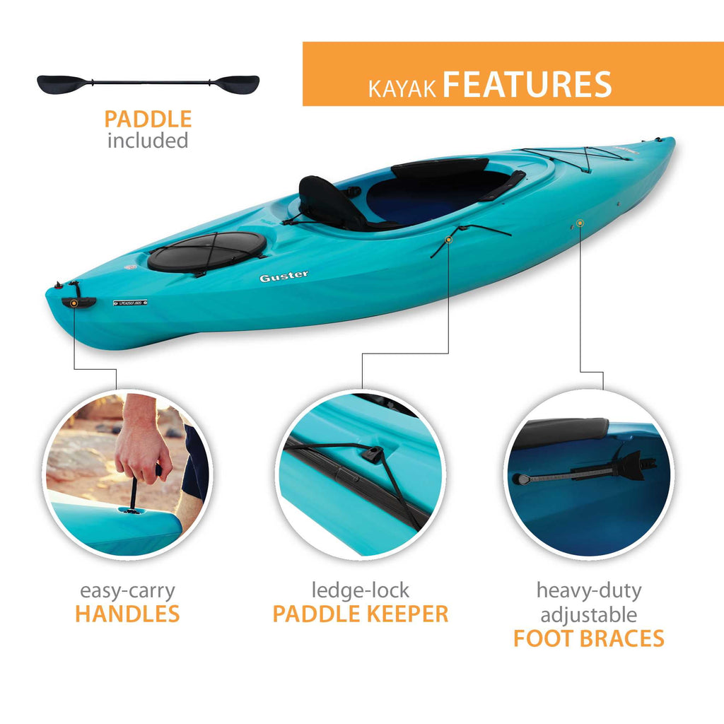 Lifetime Guster 10 ft Sit-Inside Kayak with Paddle, Emerald Fusion (91354)