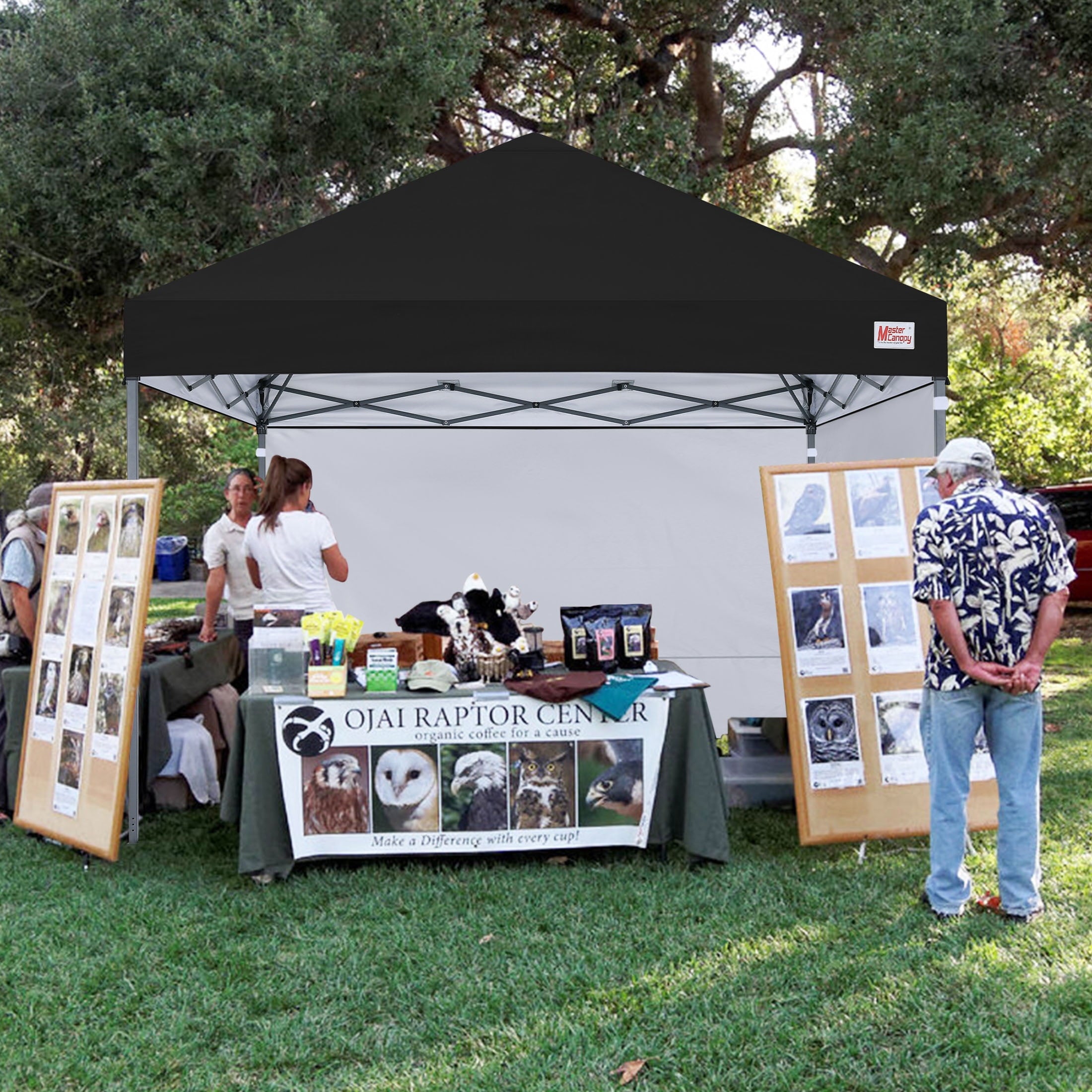 MASTERCANOPY 10 x 10ft Pop-up Canopy Tent with 2 Detachable Side Shades, White