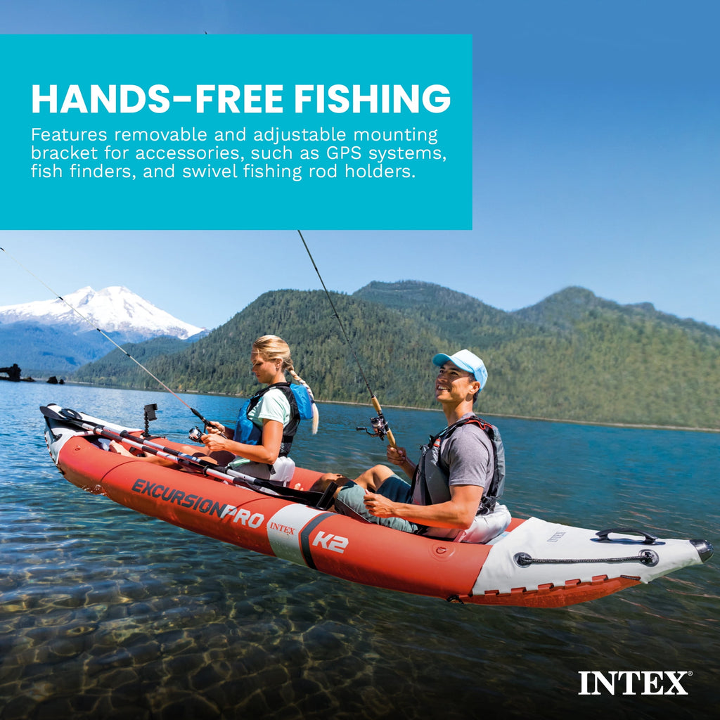 Intex Excursion Pro Inflatable 2 Person Vinyl Kayak with 2 Oars and Pump