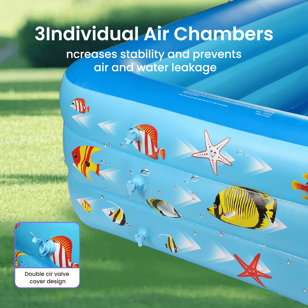 GVDV Inflatable Pool, Durable Thickened Blow up Kiddie Pool for Kids, Toddlers and Adults, BPA-Free Family Swimming Pool, 6.9 x 5 x 1.8 ft, Blue