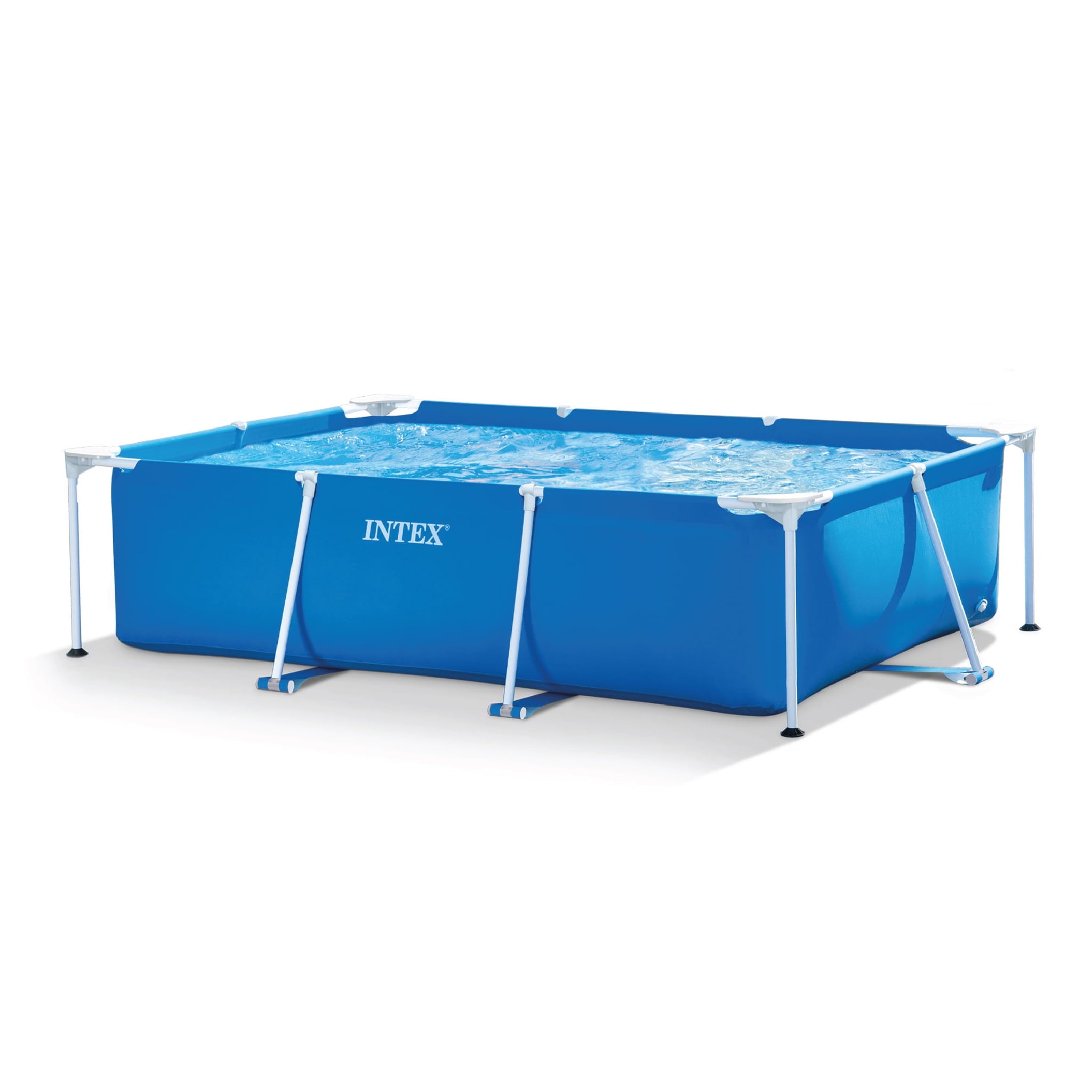 INTEX Rectangular Frame 9ft 10in x 29.5 Above Ground Swimming Pool with Flow Control Valve