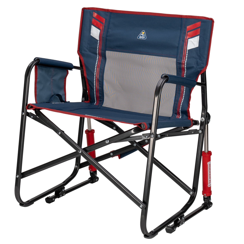 GCI Outdoor Freestyle Rocker XL Oversized Foldable Rocking Camp Chair, Pewter