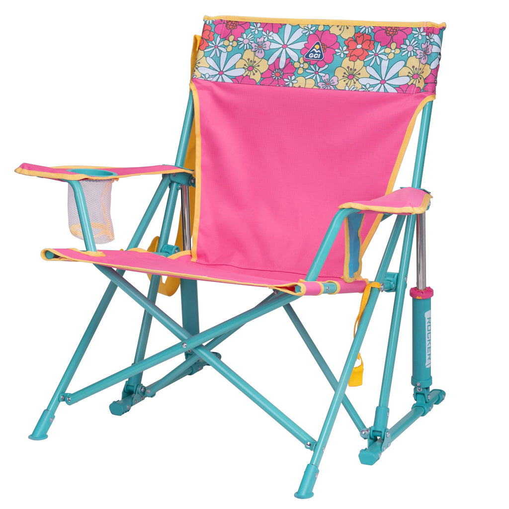 GCI Outdoor Kickback Rocker Low Profile Rocking Camp Chair, Summer Floral