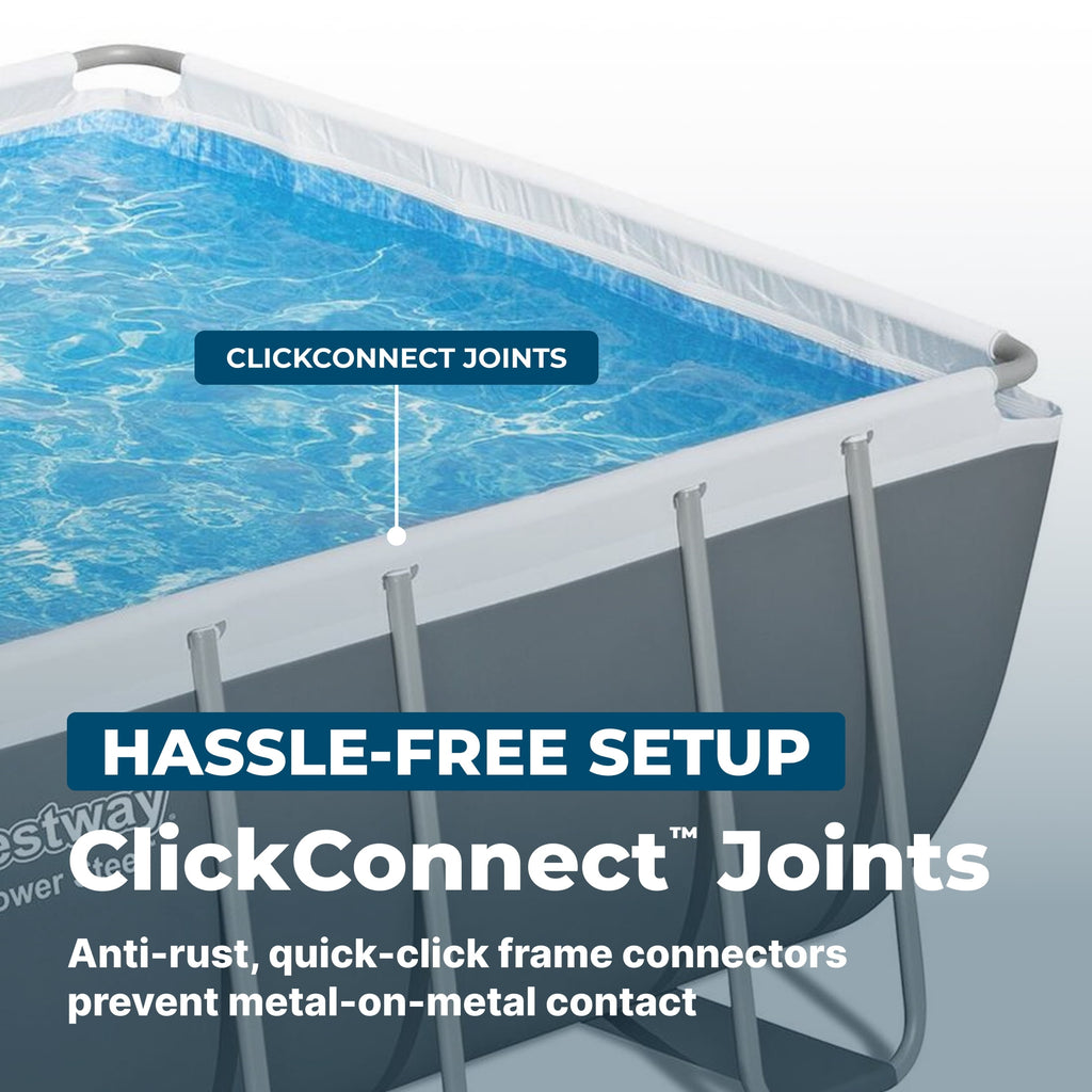 Bestway Power Steel 24’ x 12' x 52” Metal Frame Above Ground Pool, Gray