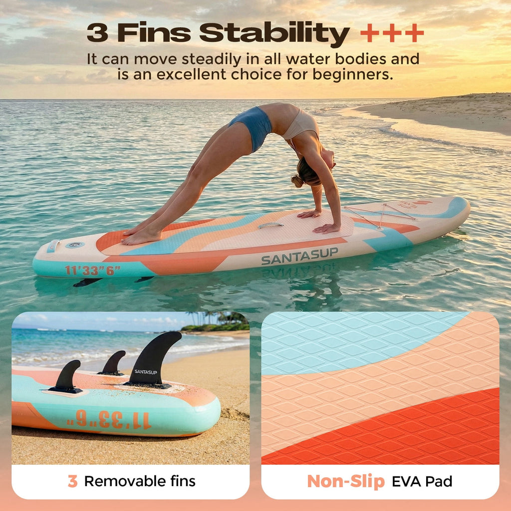 Santasup Blow Up Paddle Board Inflatable Paddle Board For Adults, 10ft Stand Up Paddleboard, Sup Board With Sup Accessories, Non-Slip Deck, Adjustable Paddle, Travel Backpack Wide Stance Pink