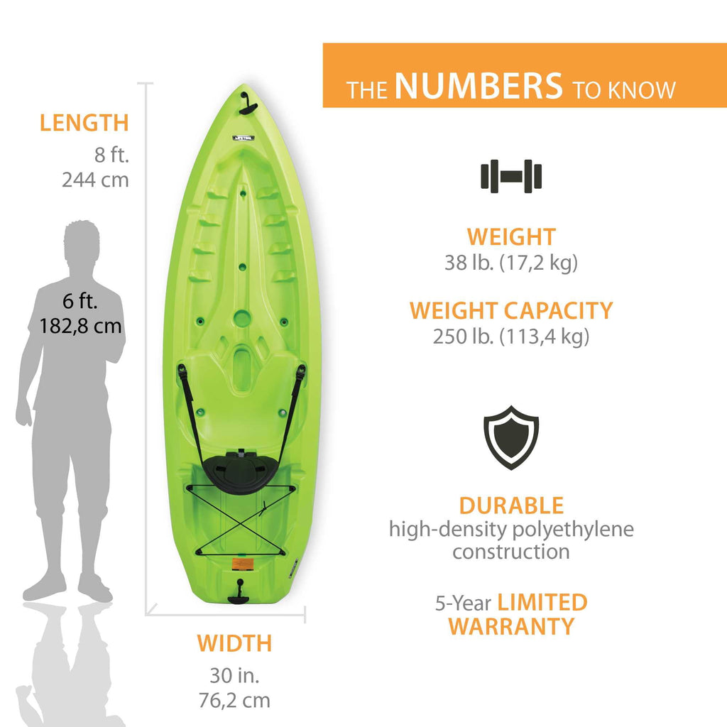 Lifetime Daylite 8 ft Sit-On-Top Kayak with Paddle, Red (90775)