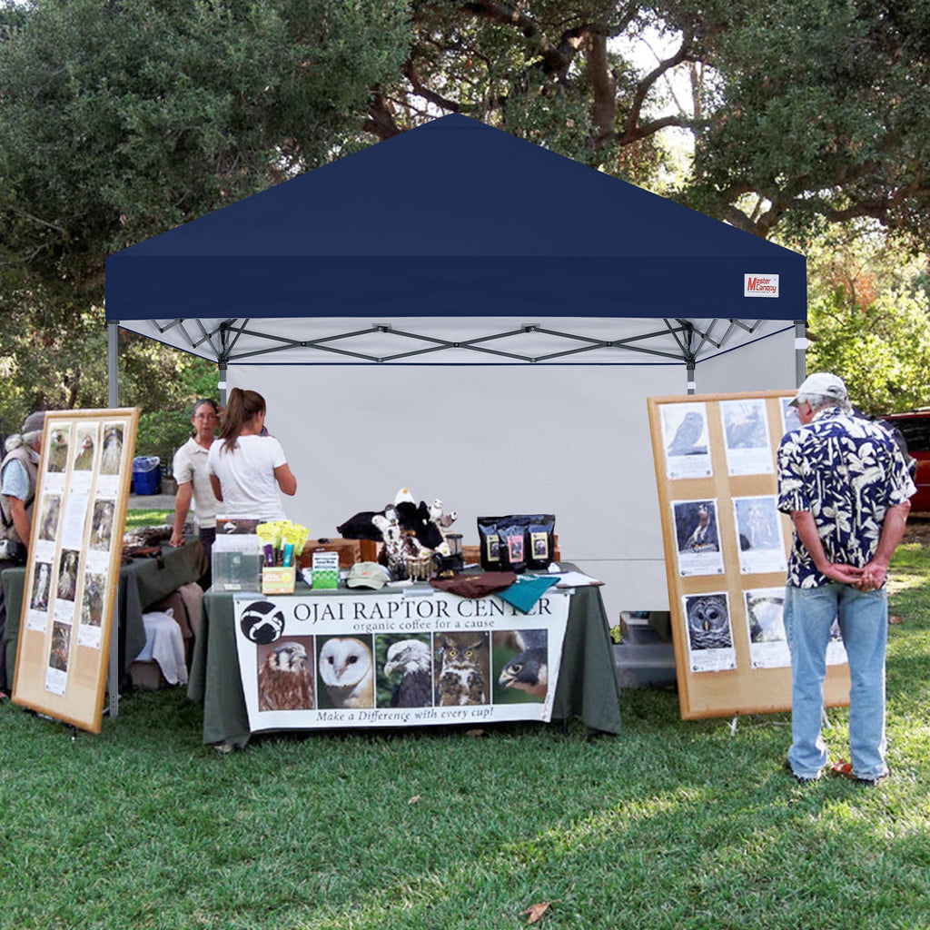 MASTERCANOPY 10 x 10ft Pop-up Canopy Tent with 2 Detachable Side Shades, White